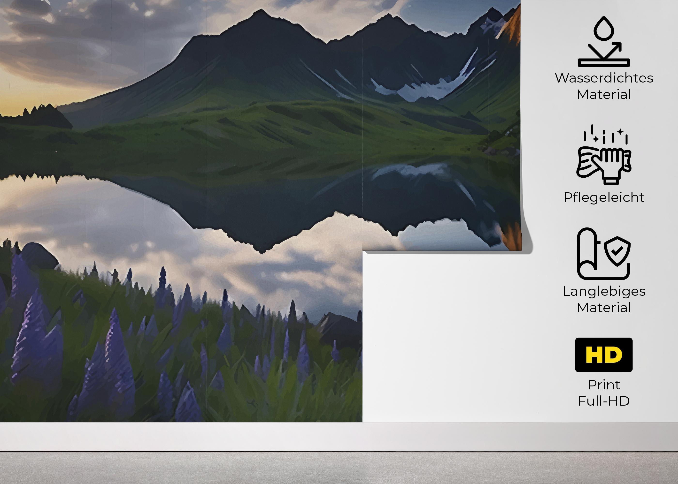 Fototapete Mountain Purple Plant mockup 5