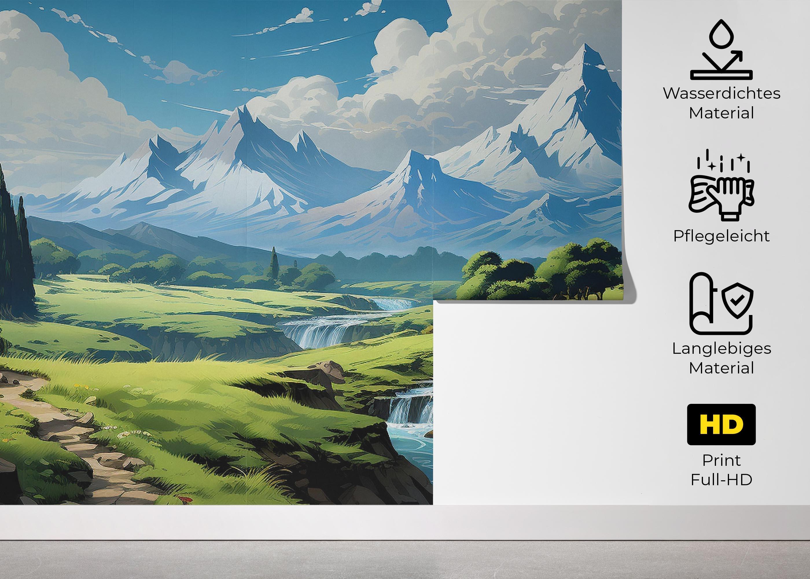 Fototapete Snow Mountain Art mockup 5