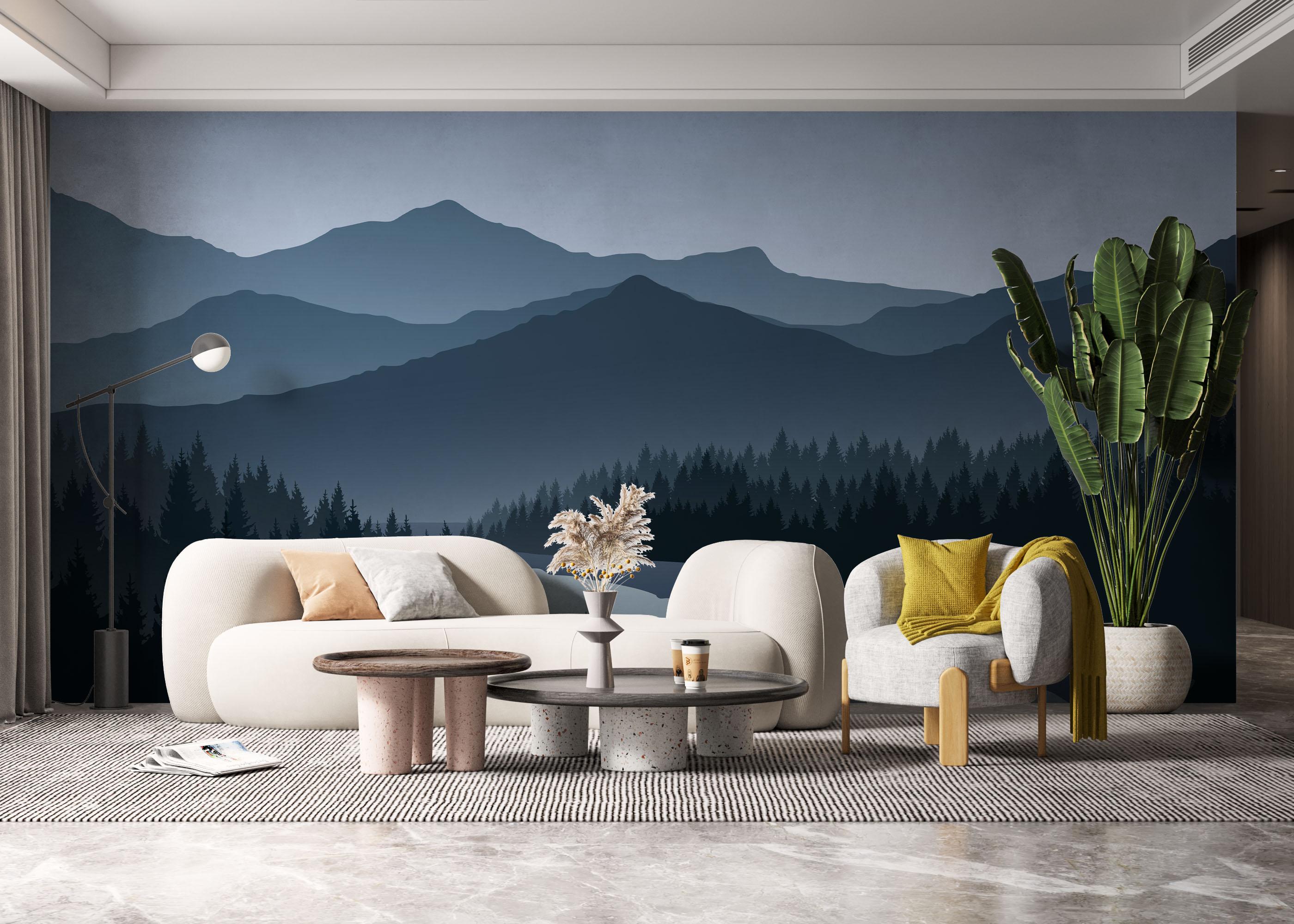 Fototapete Dark Tree Mountain mockup 6