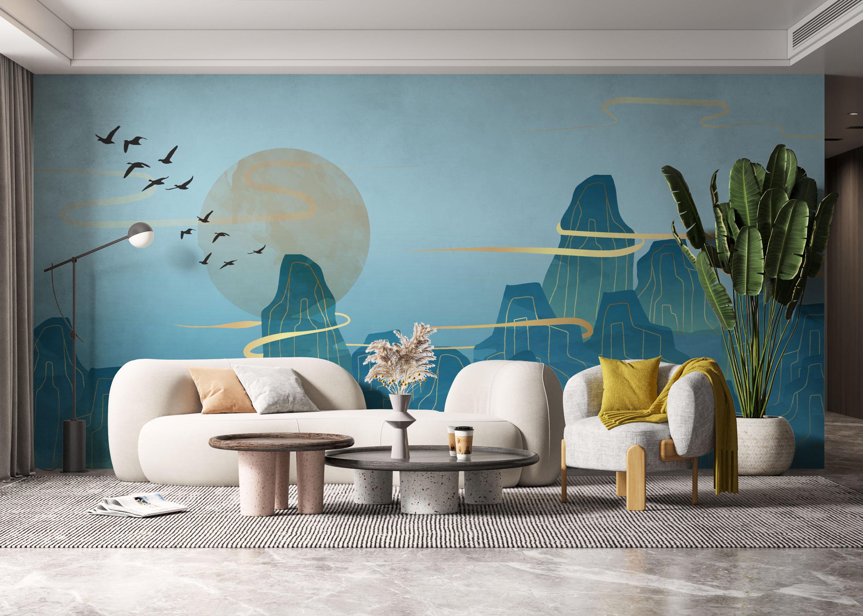 Fototapete Gold Smoke Mountain mockup 6