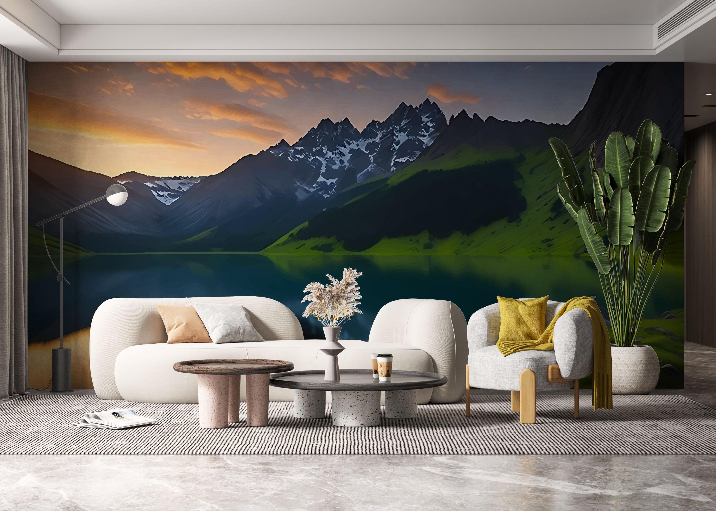 Fototapete Grass Mountain mockup 6