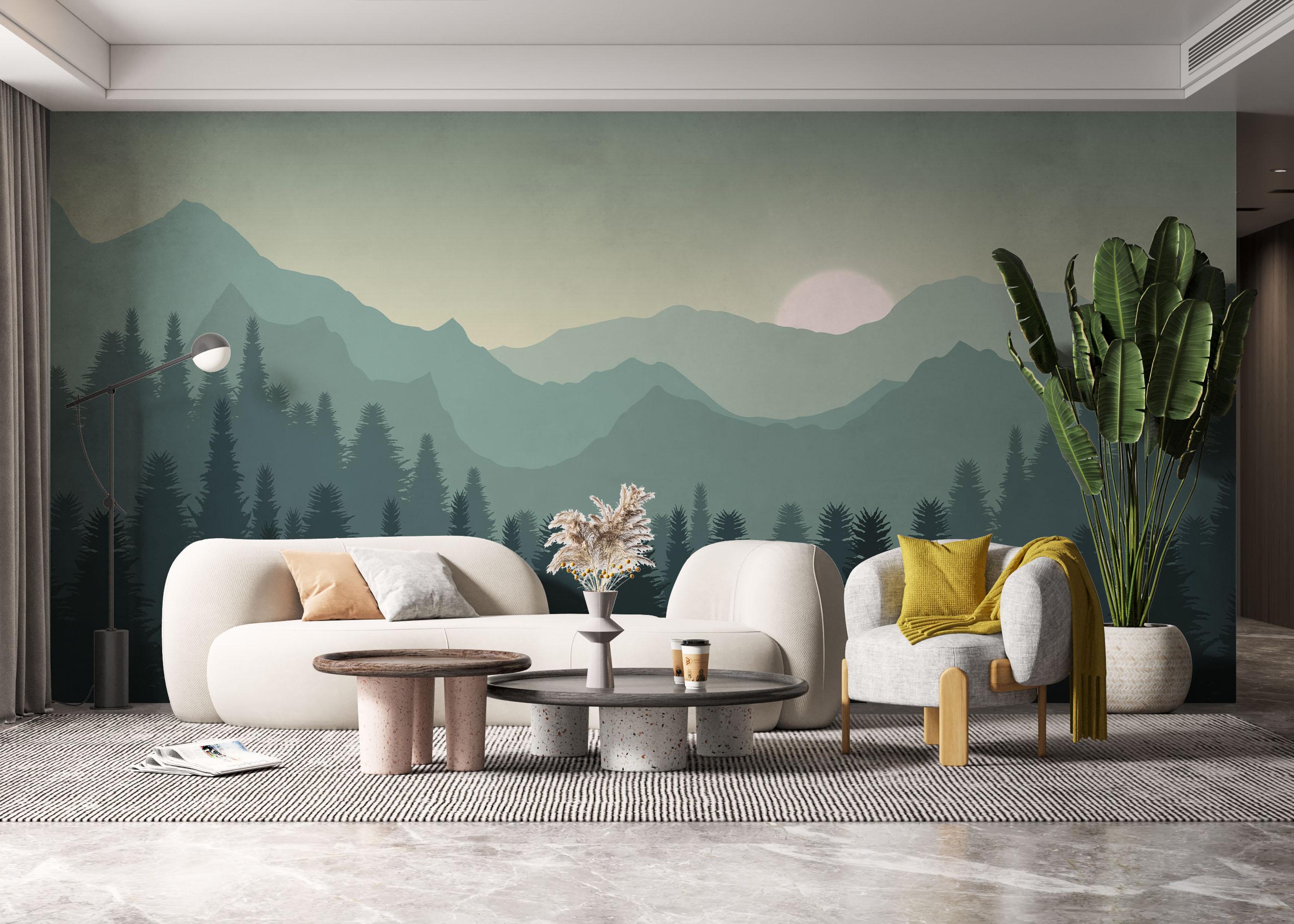 Fototapete Green Mountain Tree mockup 6