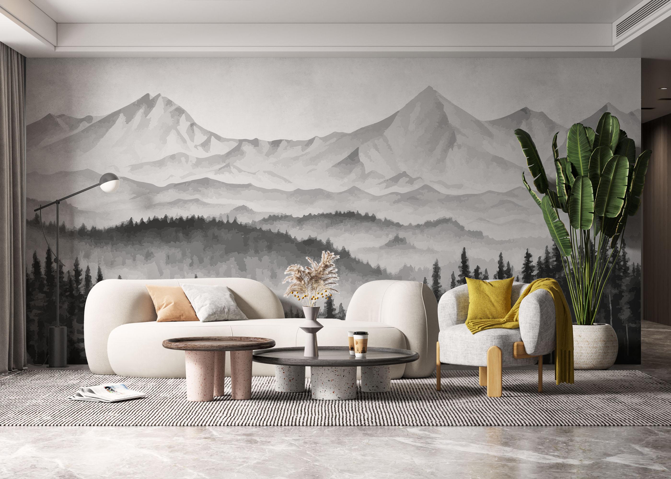 Fototapete Grey Tree Mountain mockup 6