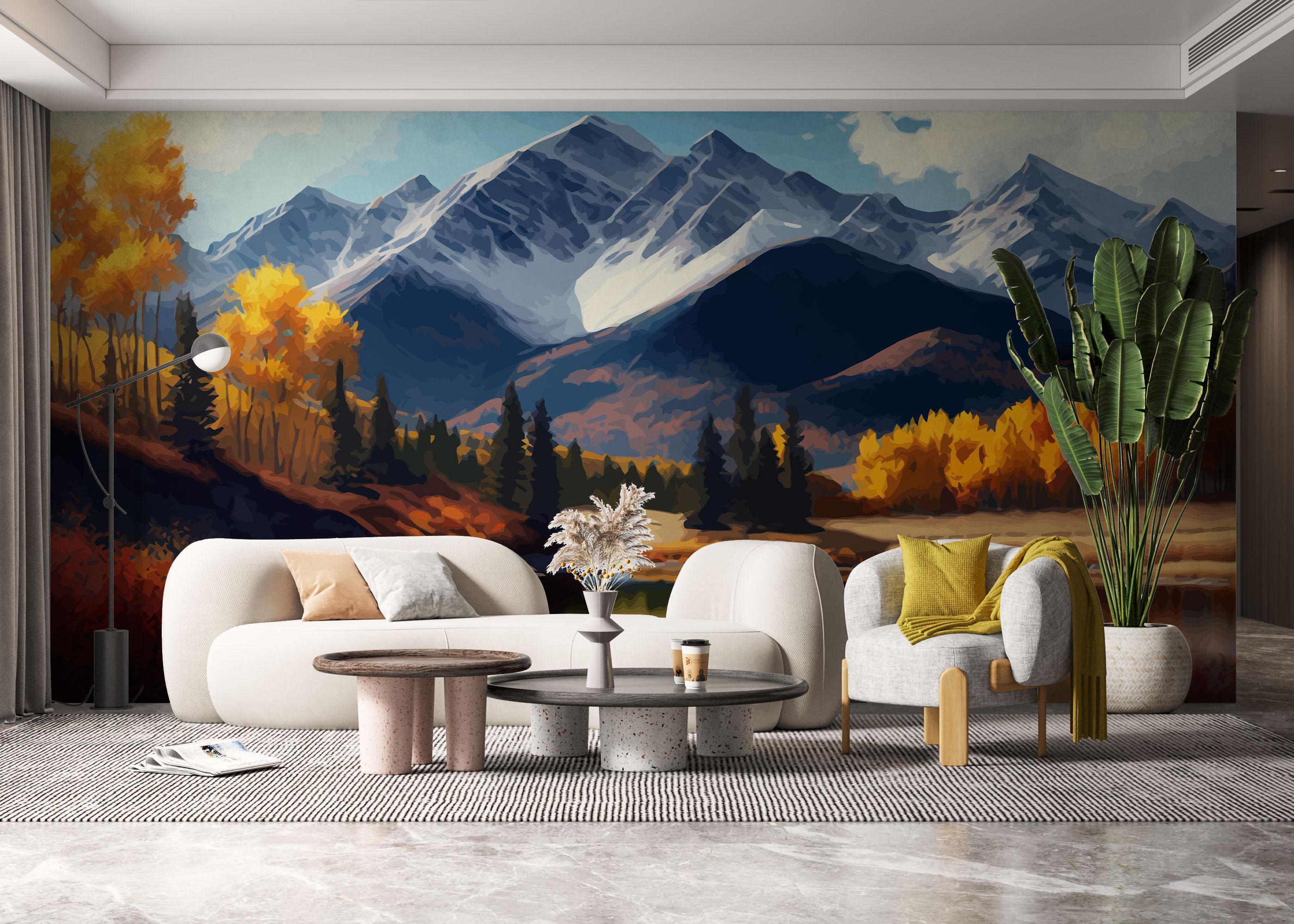 Fototapete Mountain Autumn Tree mockup 6