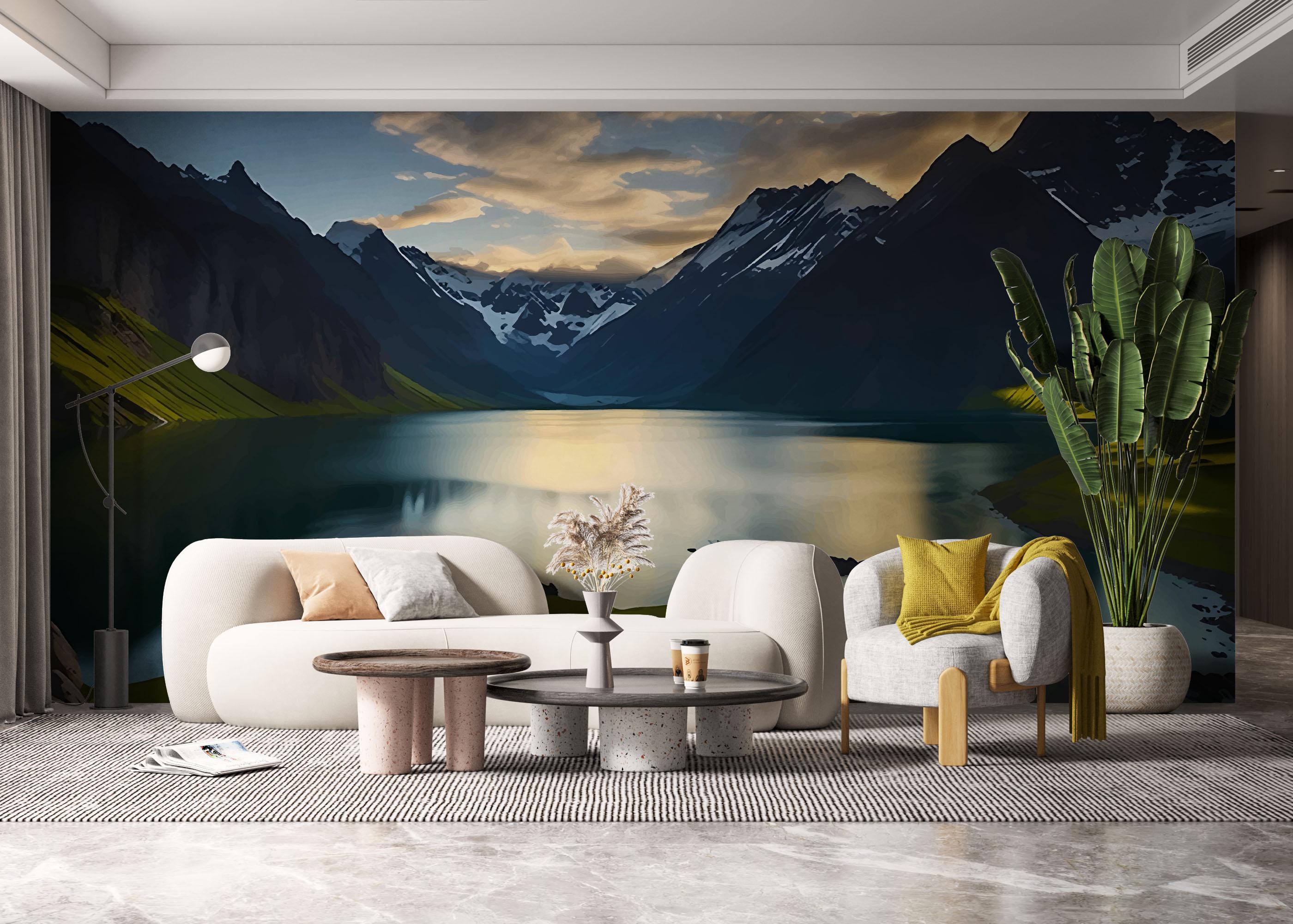 Fototapete Mountain Big Lake mockup 6