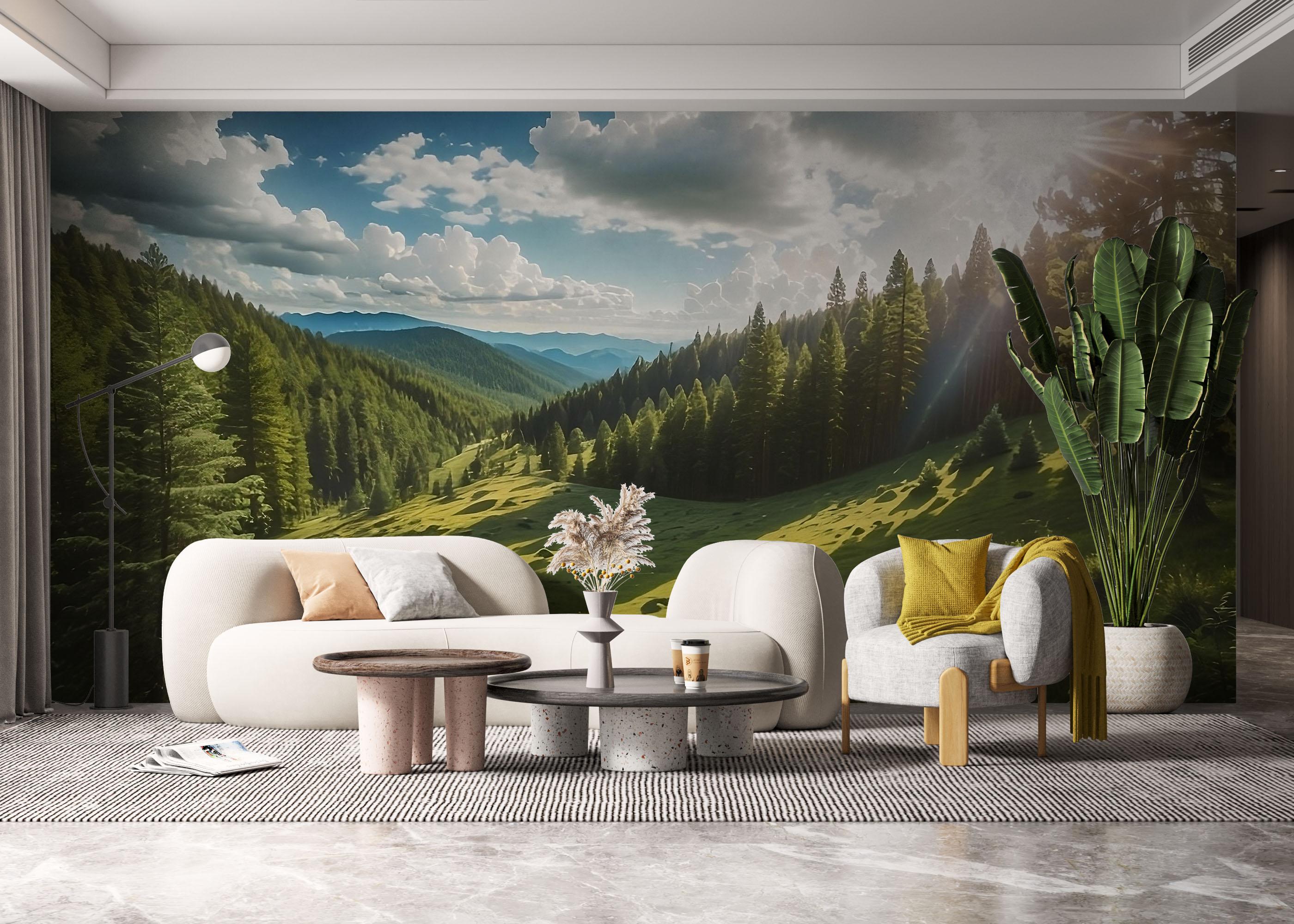 Fototapete Mountain Forest Art mockup 6