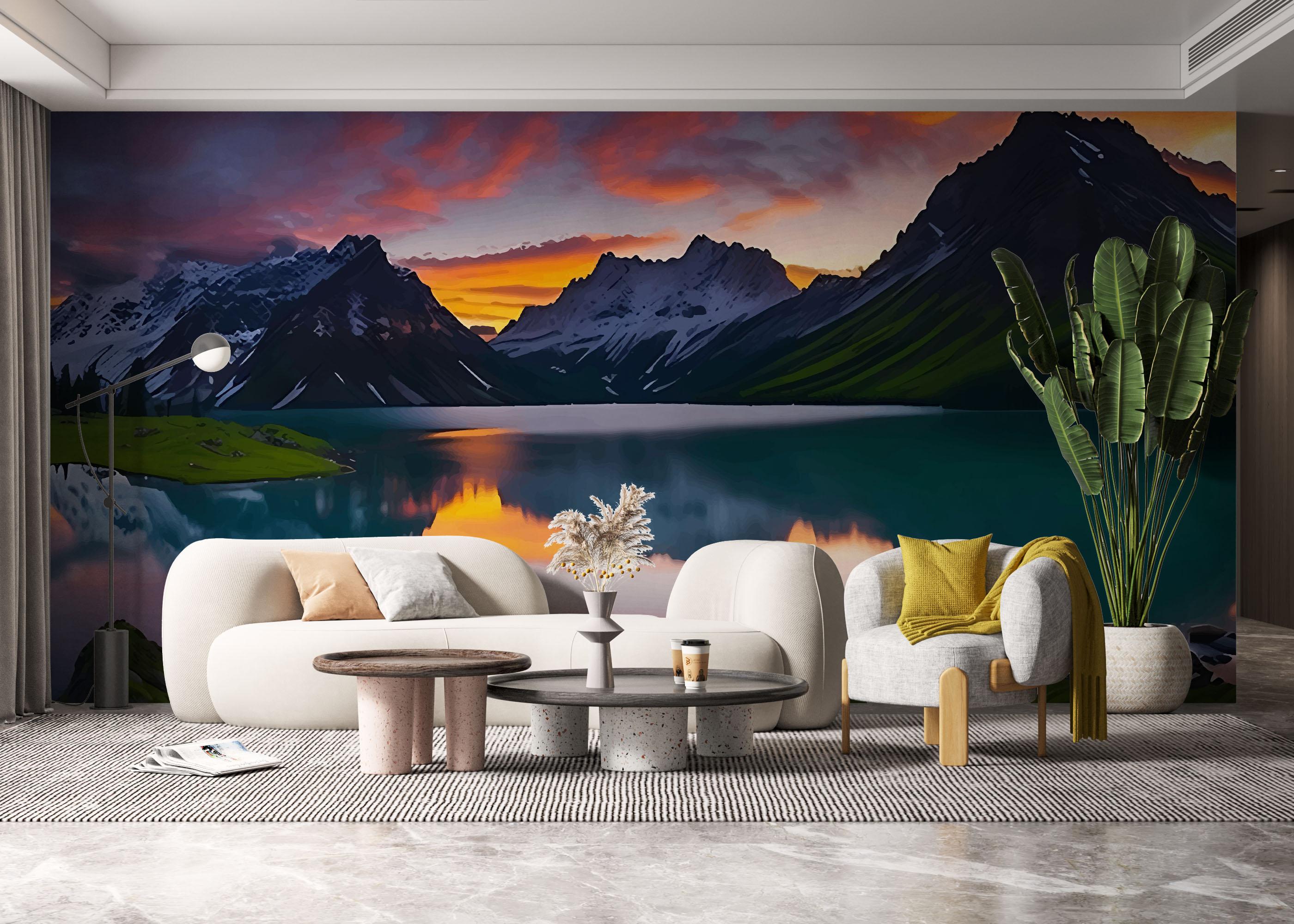 Fototapete Mountain Pink Sky mockup 6