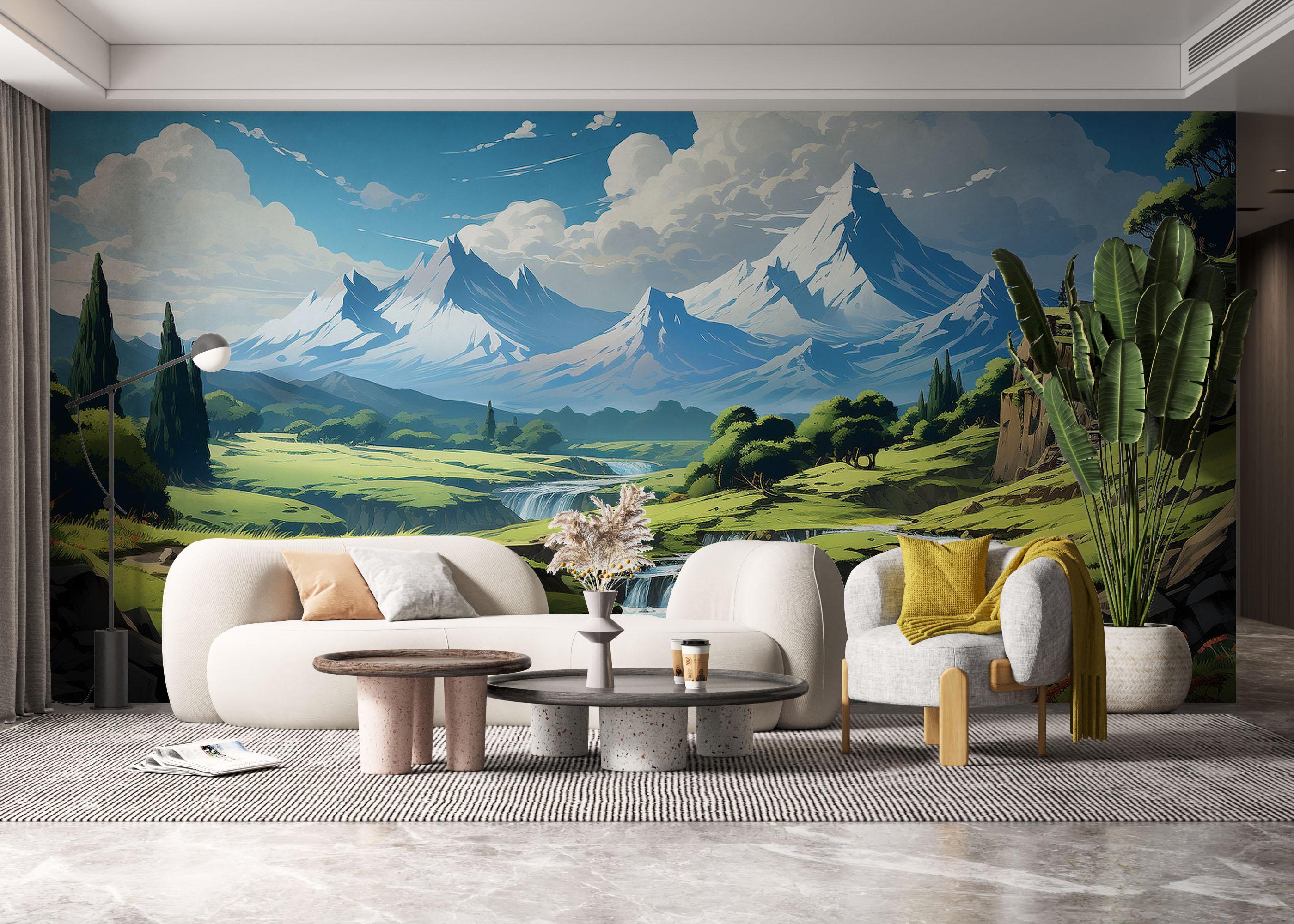 Fototapete Snow Mountain Art mockup 6