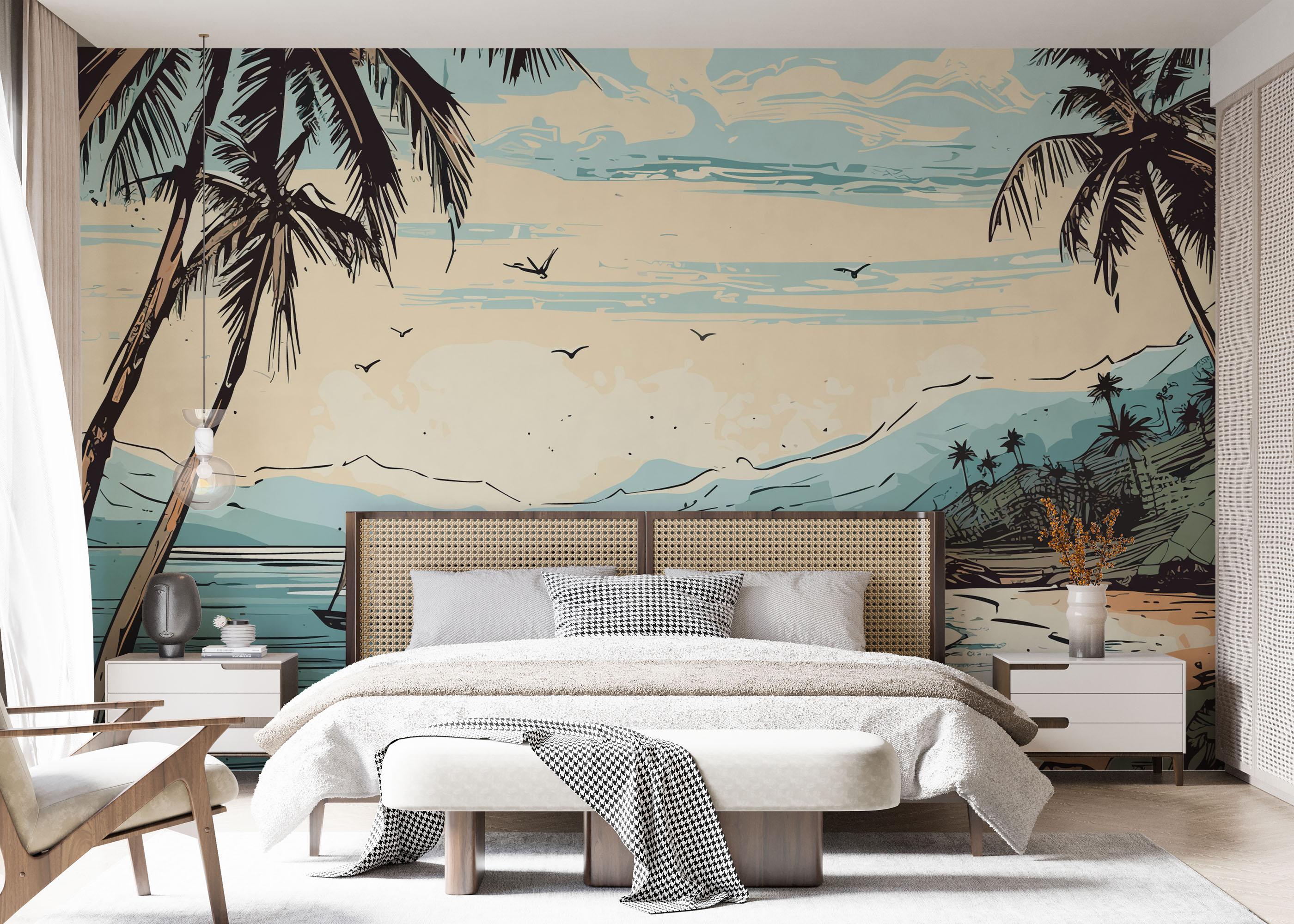 Fototapete Black Line Beach mockup 7