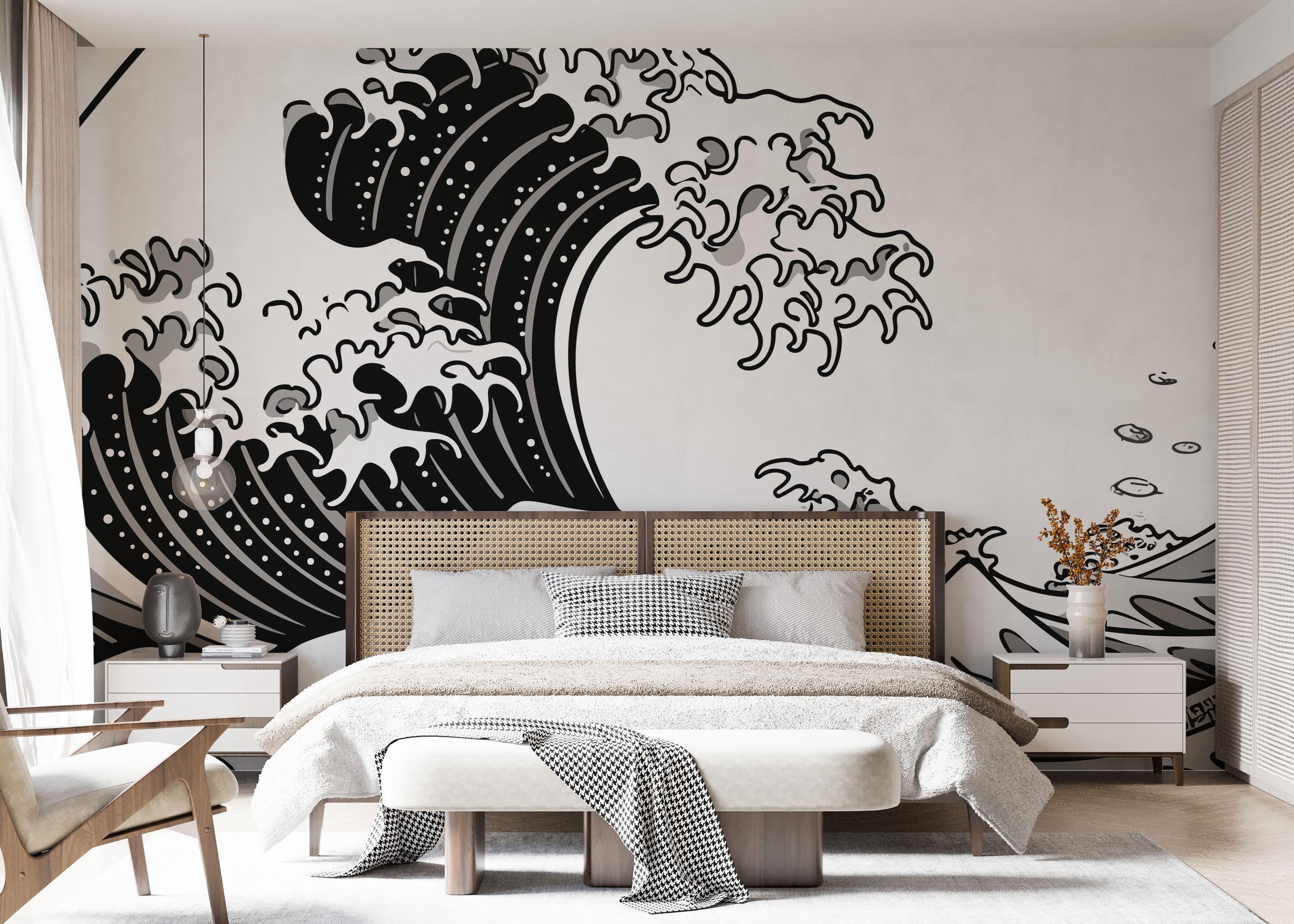 Fototapete Black Line Wave mockup 7