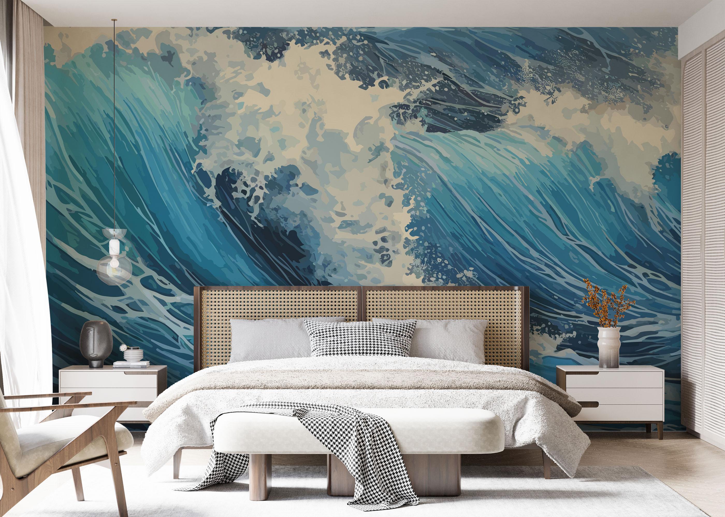 Fototapete Blue Art Wave mockup 7