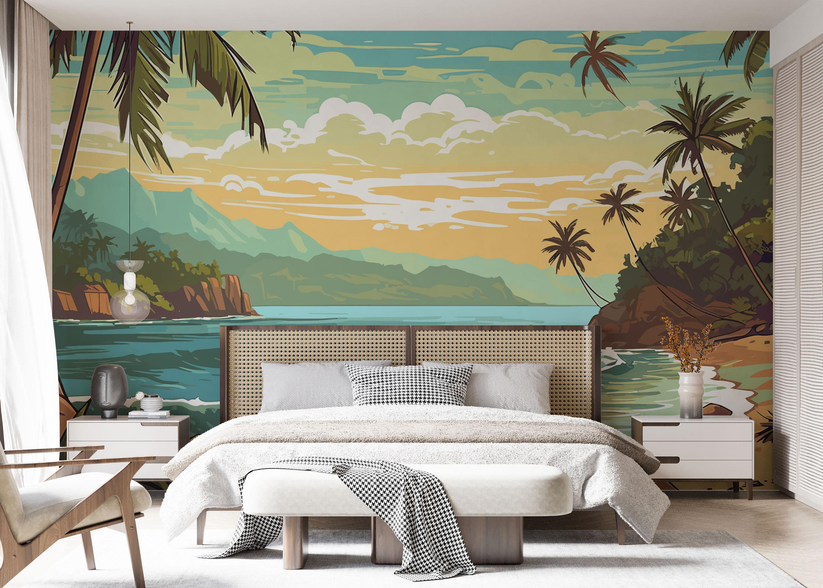 Fototapete Cartoon Beach Art mockup 7