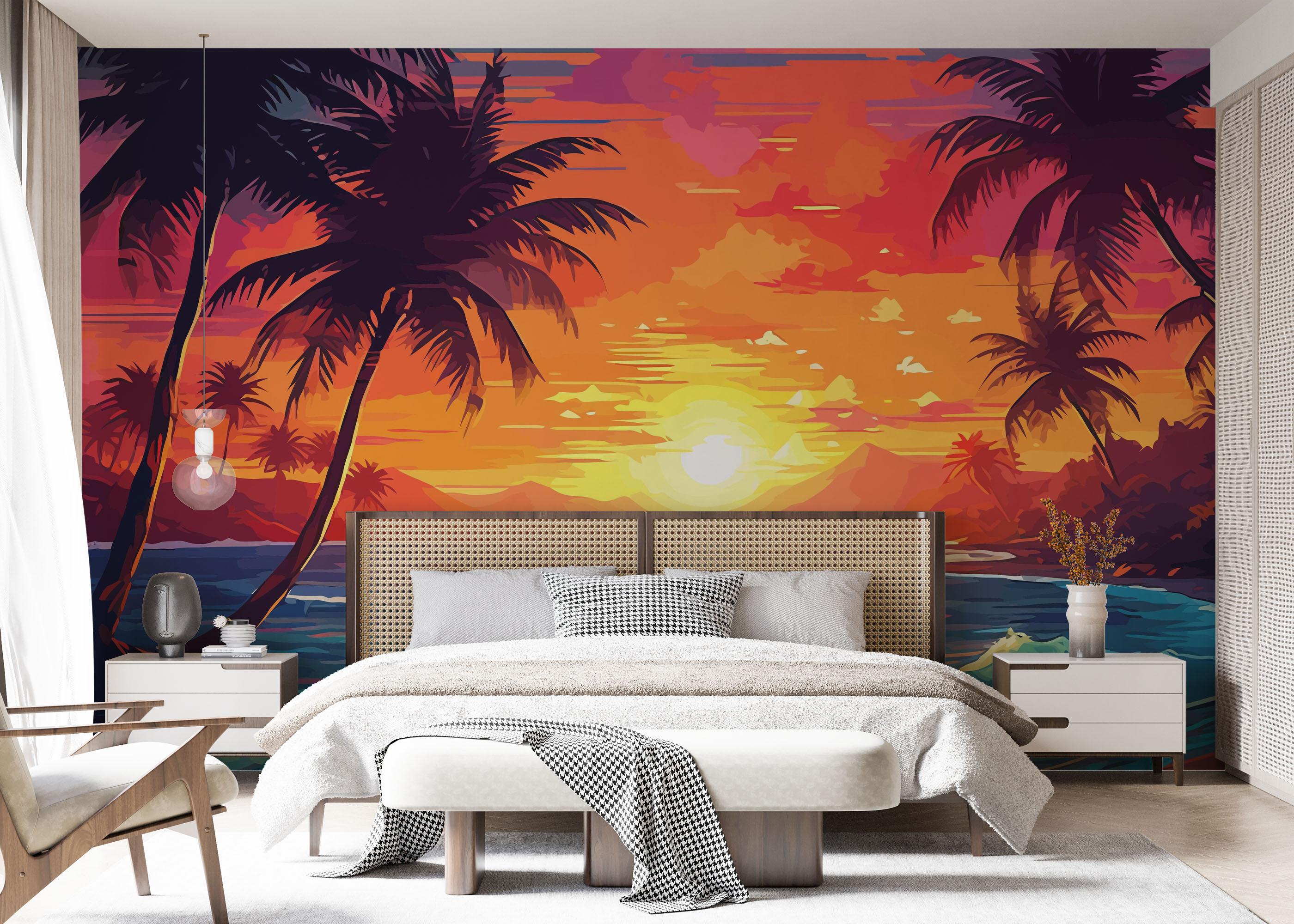 Fototapete Orange Light Beach mockup 7