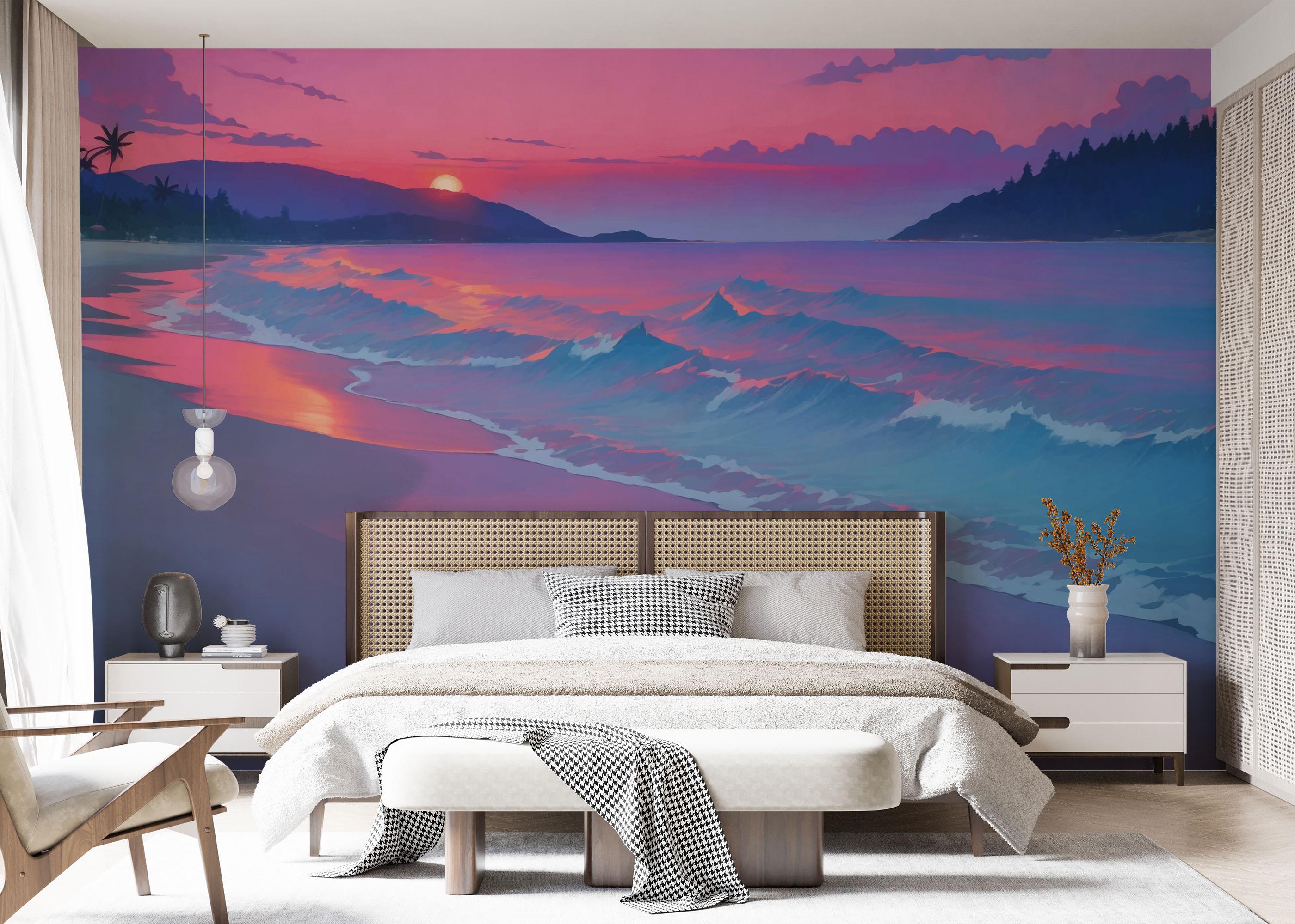 Fototapete Purple View Beach mockup 7