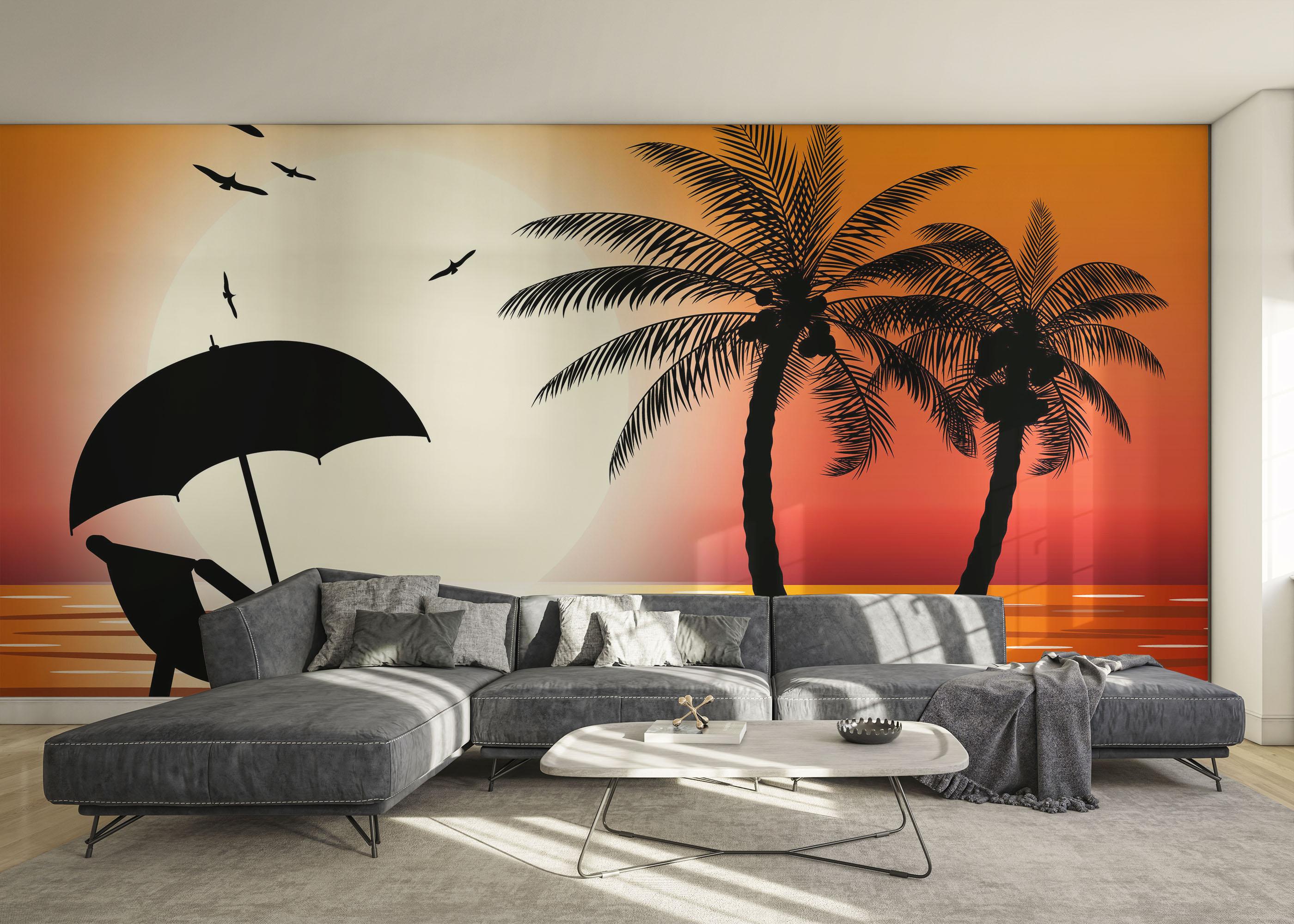 Fototapete Beach Chair Sunset mockup 0