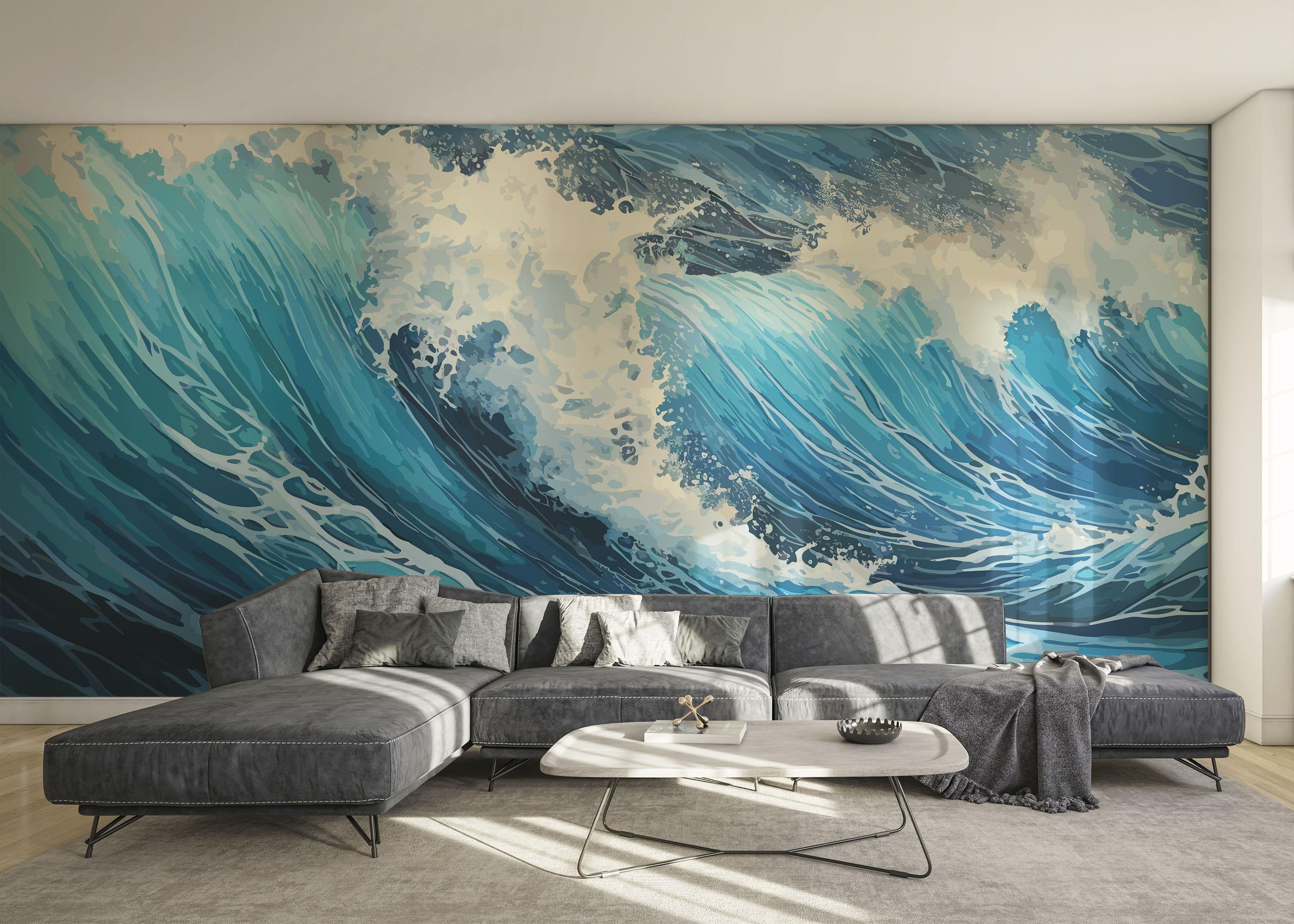Fototapete Blue Art Wave mockup 0