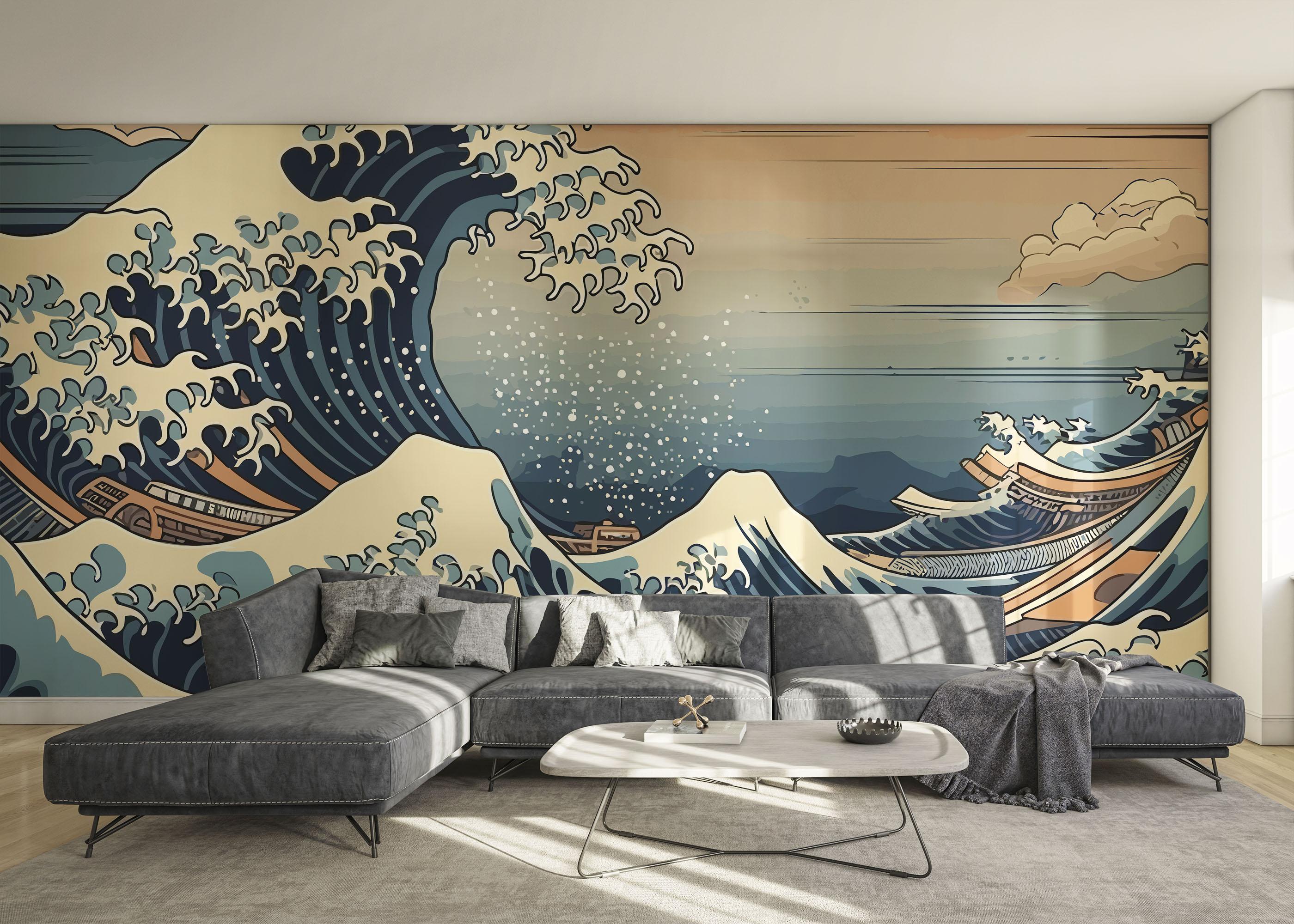 Fototapete Brown Boat Wave mockup 0