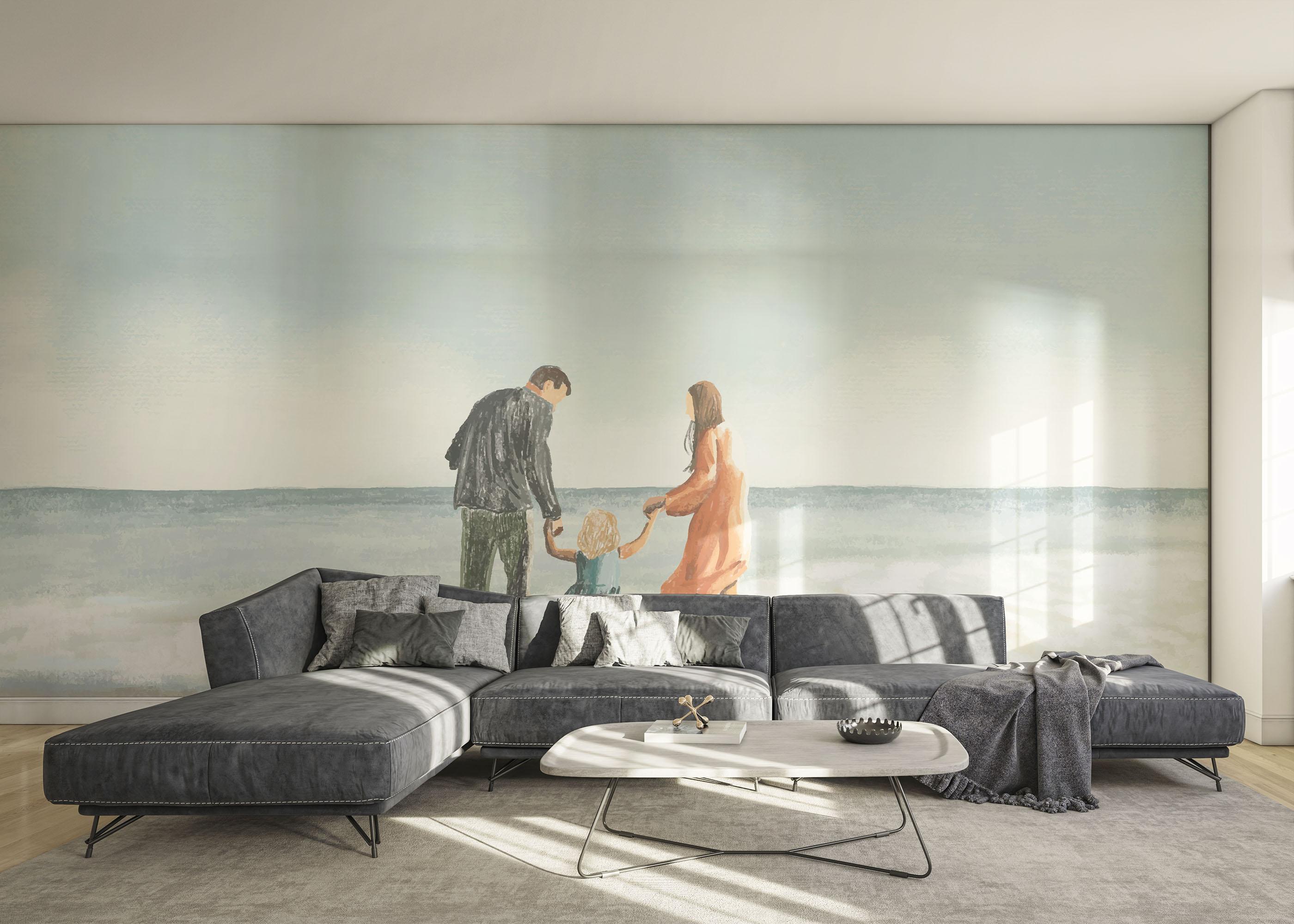 Fototapete Family Beach Art mockup 0