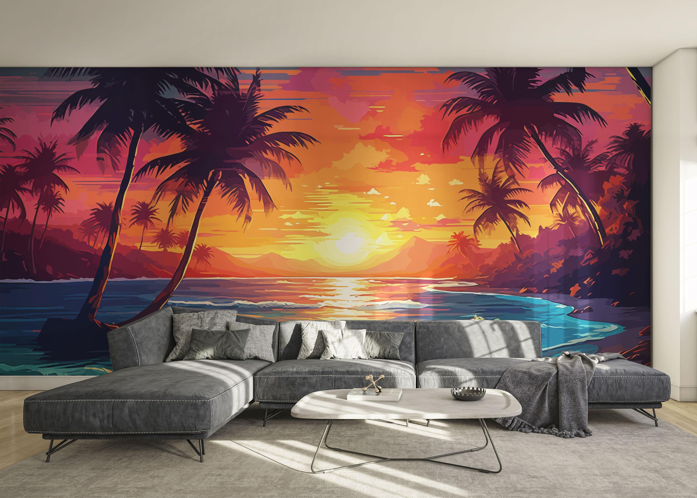 Fototapete Orange Light Beach mockup 0