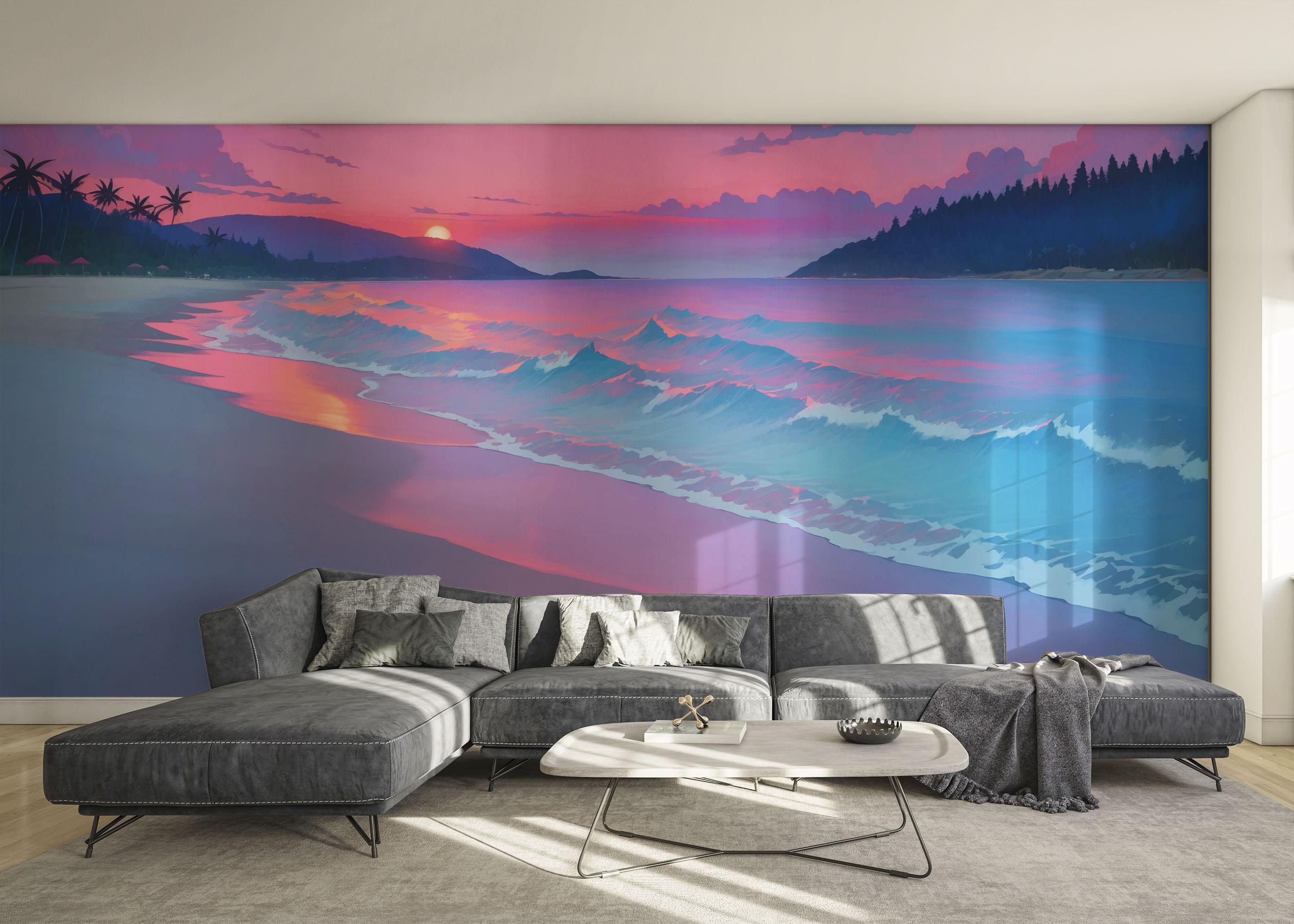 Fototapete Purple View Beach mockup 0