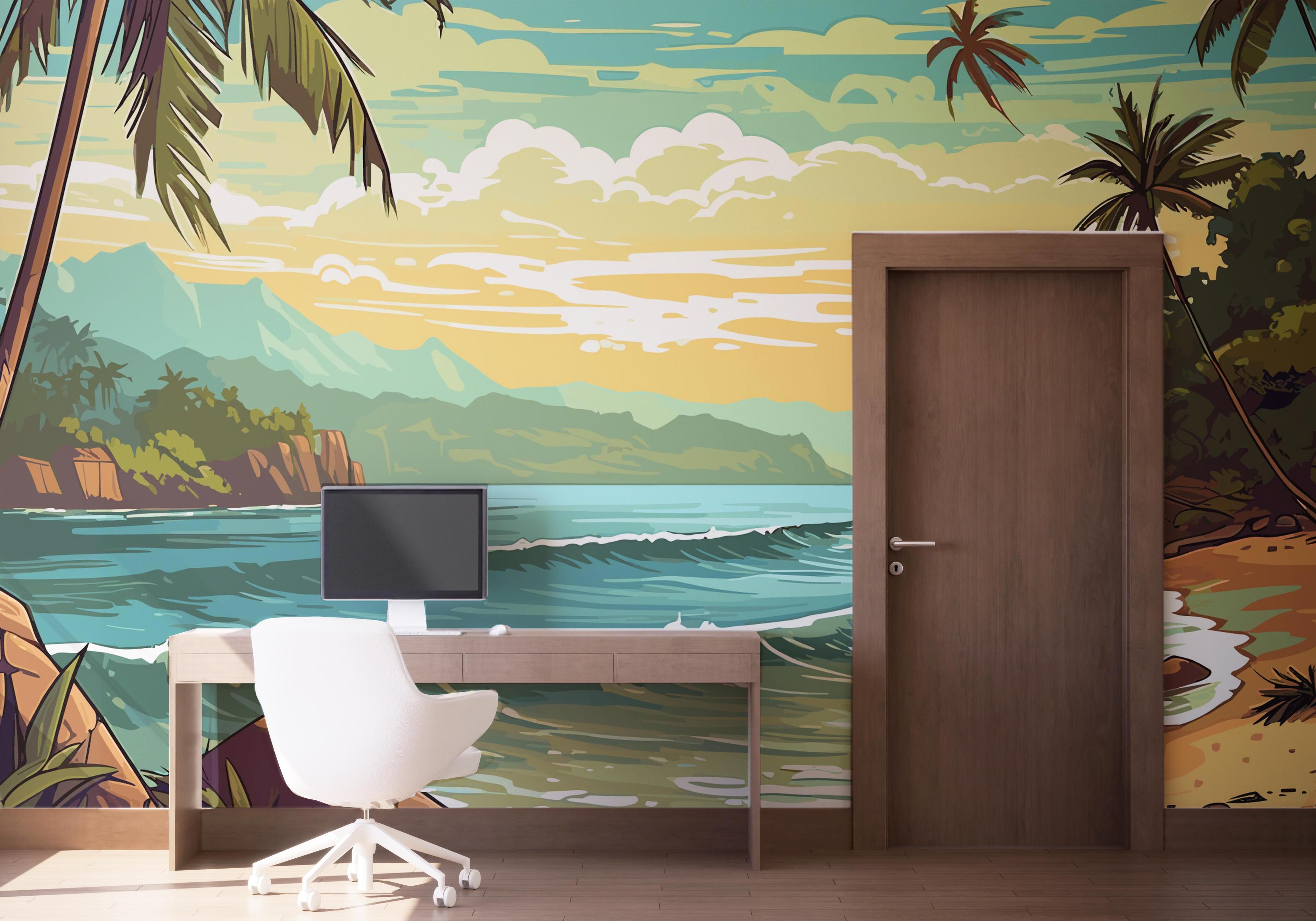 Fototapete Cartoon Beach Art mockup 1