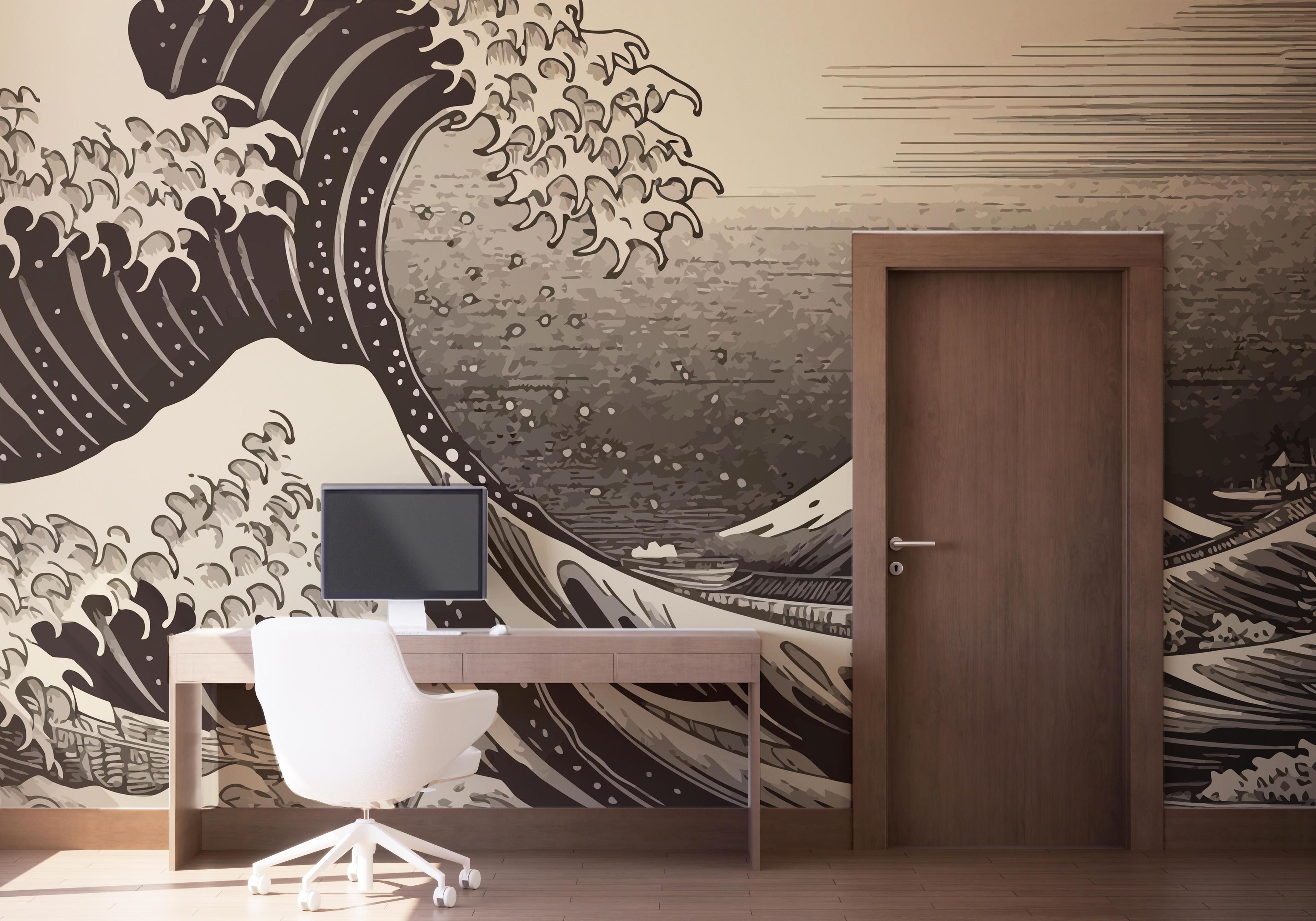 Fototapete Cream Brown Wave mockup 1
