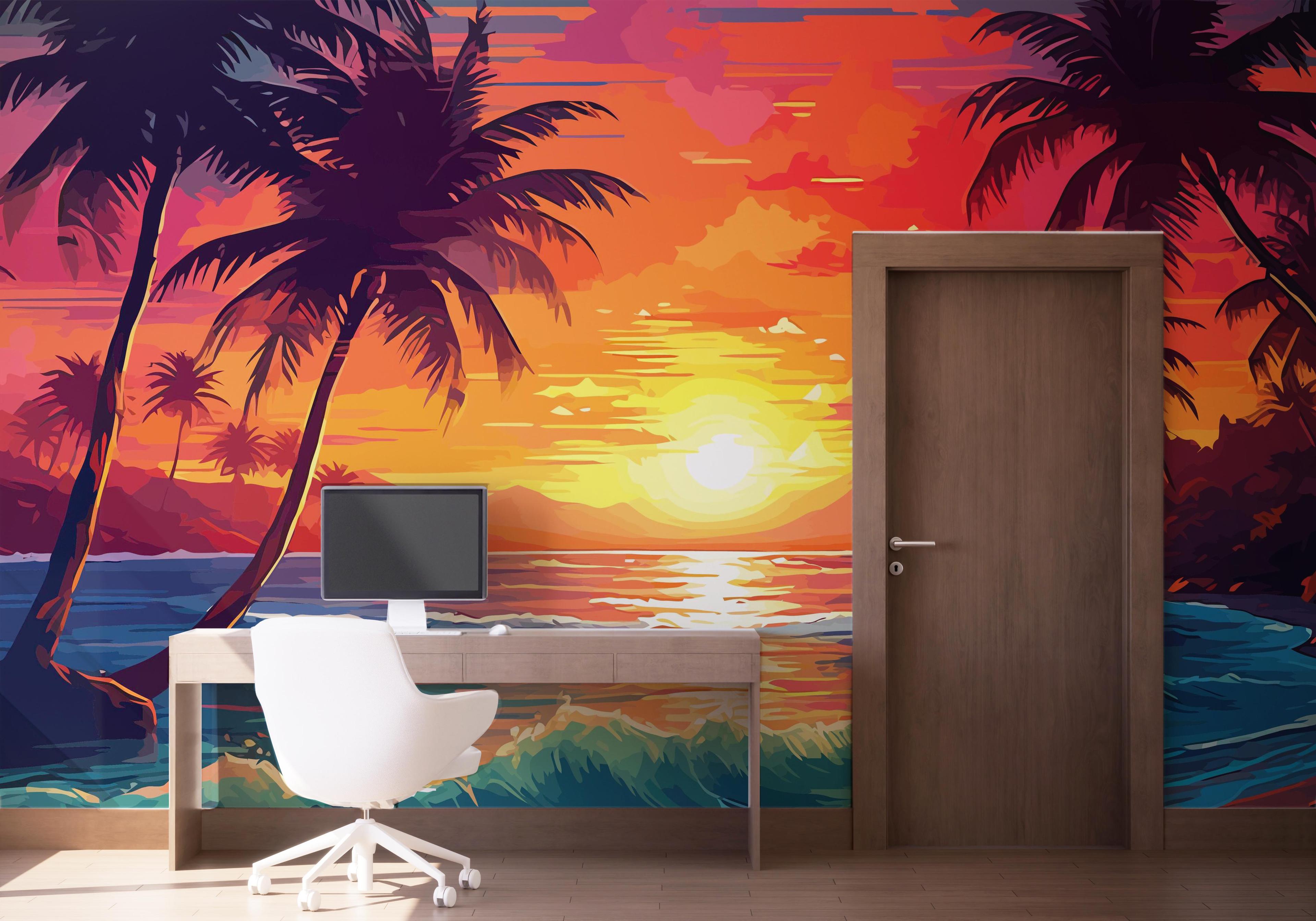 Fototapete Orange Light Beach mockup 1