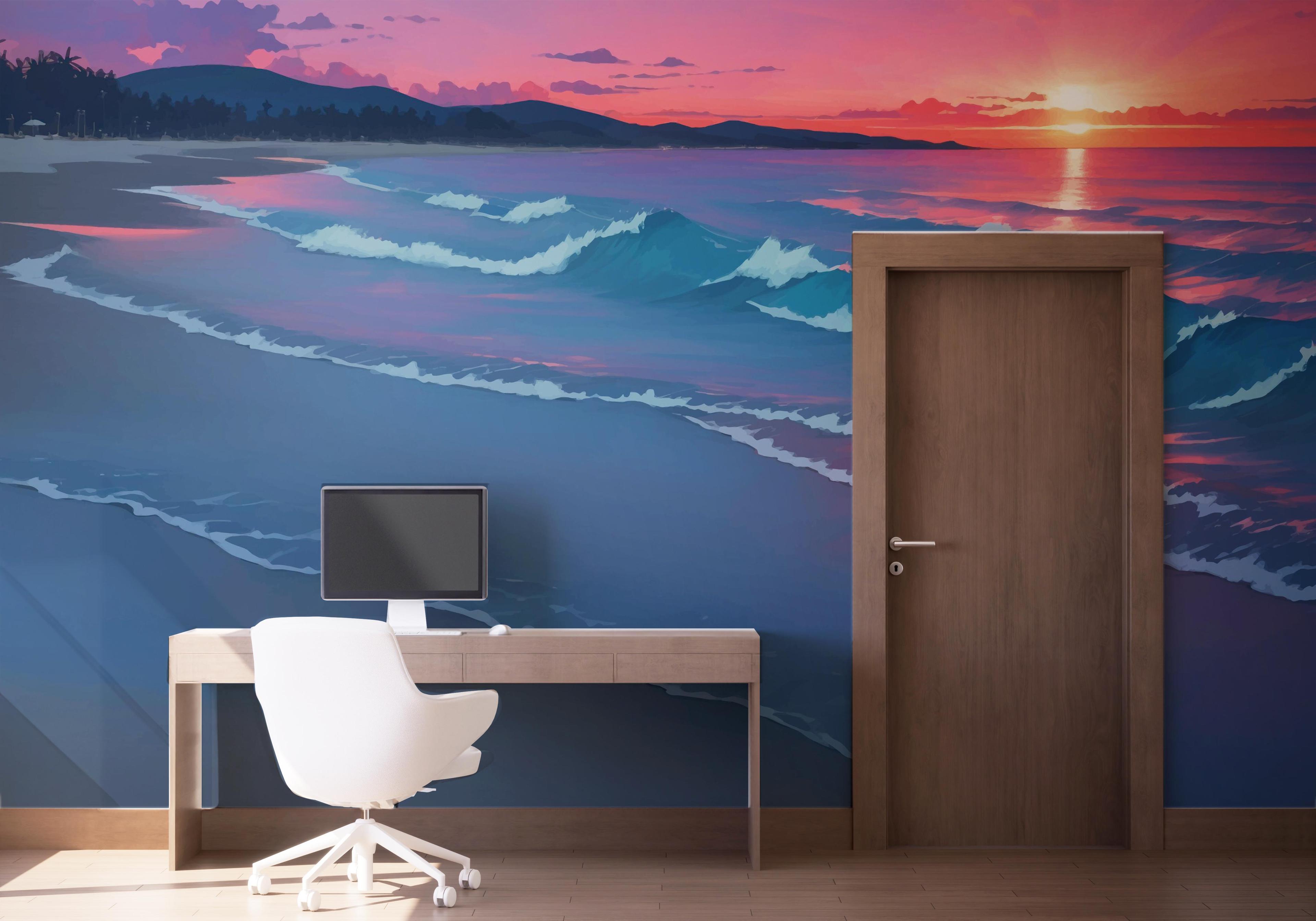 Fototapete Purple Light Beach mockup 1