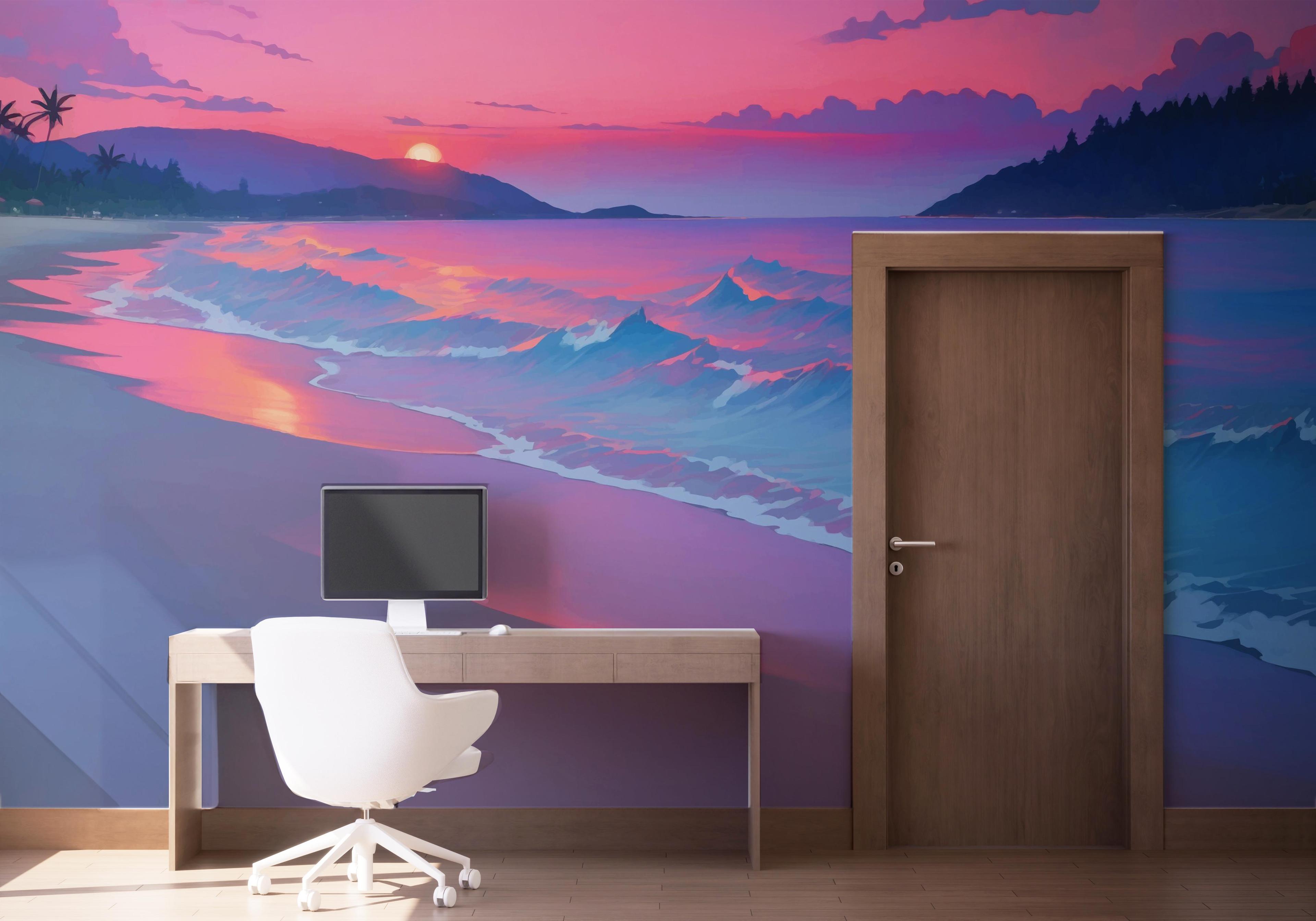 Fototapete Purple View Beach mockup 1