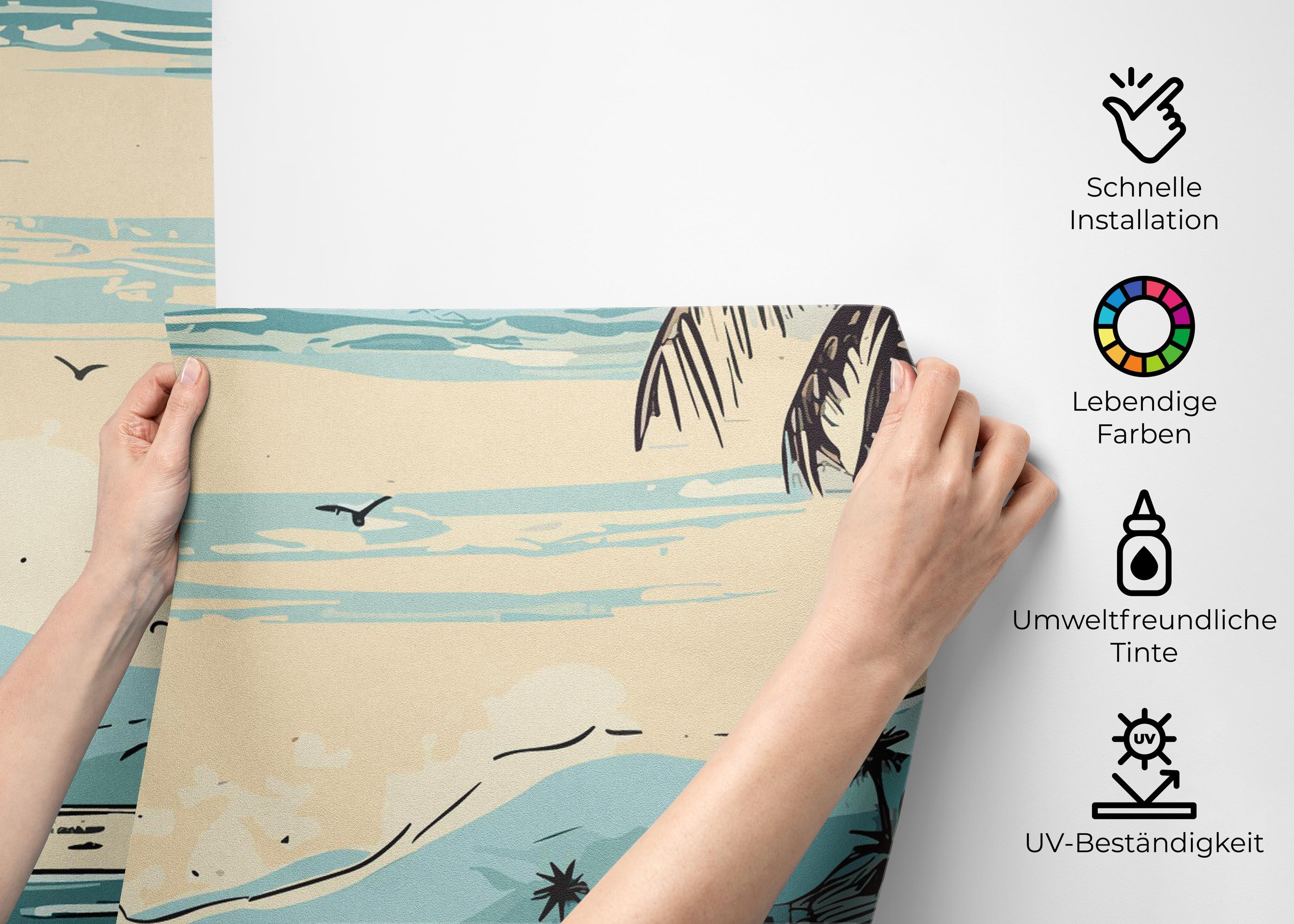 Fototapete Black Line Beach mockup 2