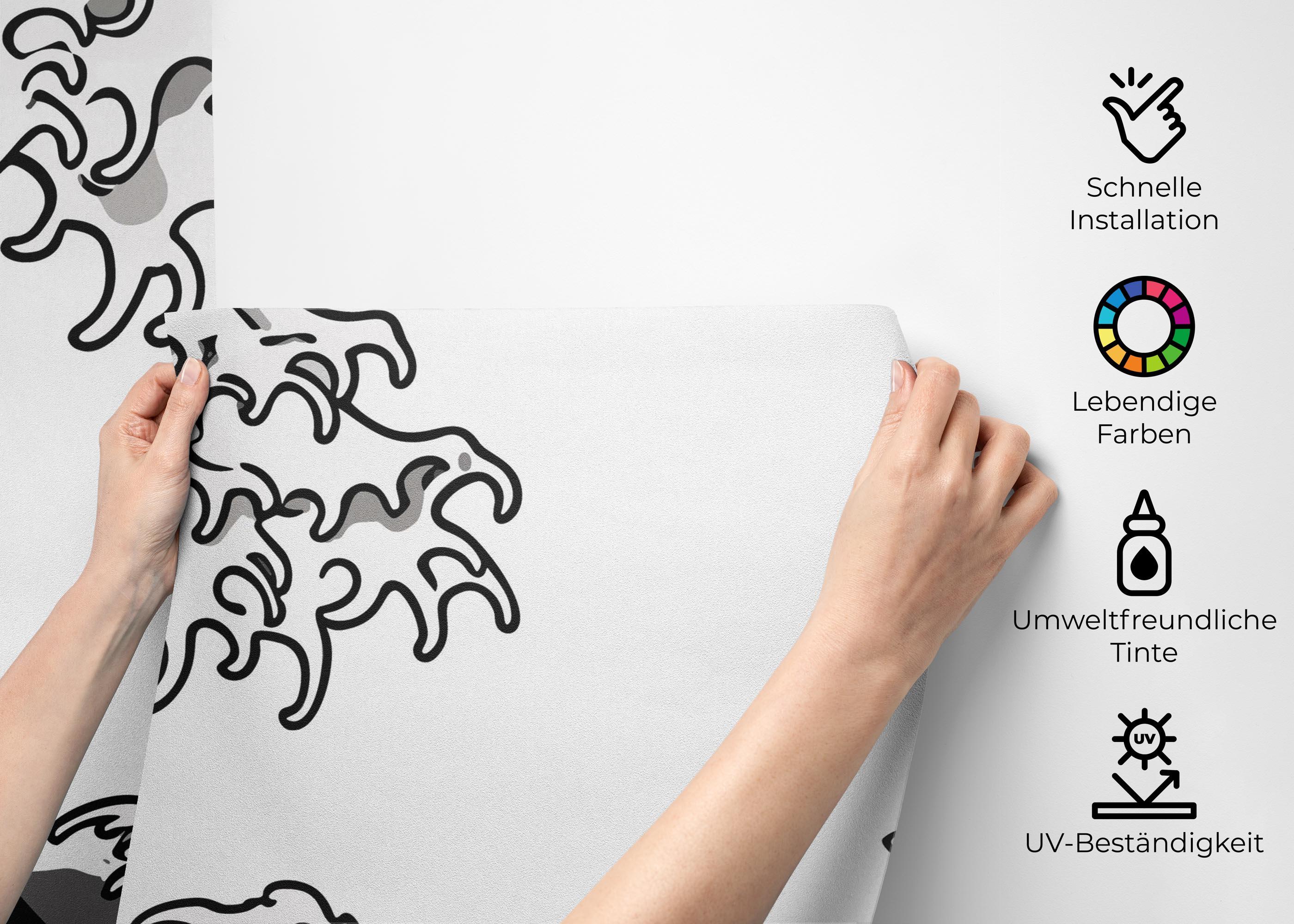 Fototapete Black Line Wave mockup 2