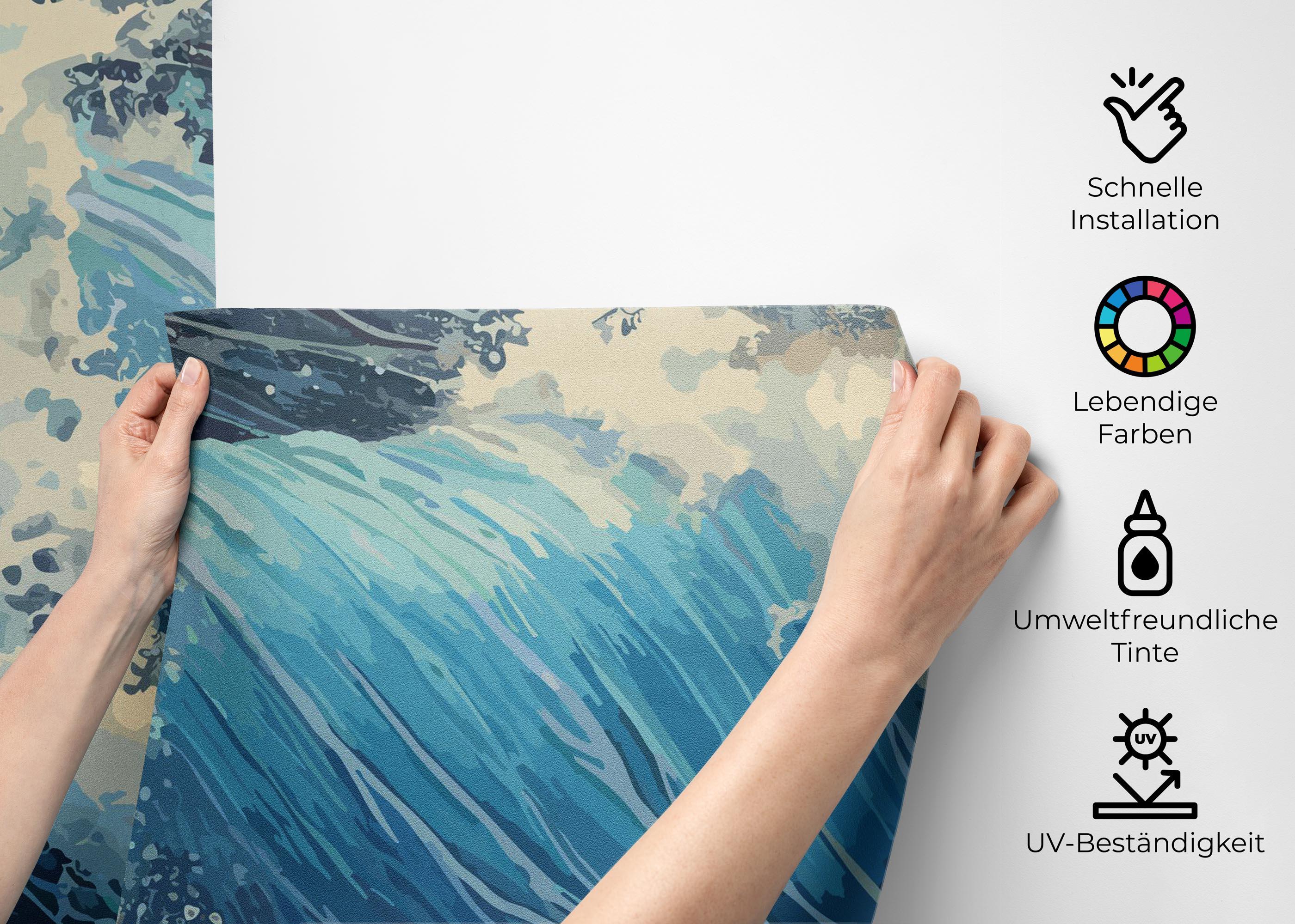 Fototapete Blue Art Wave mockup 2