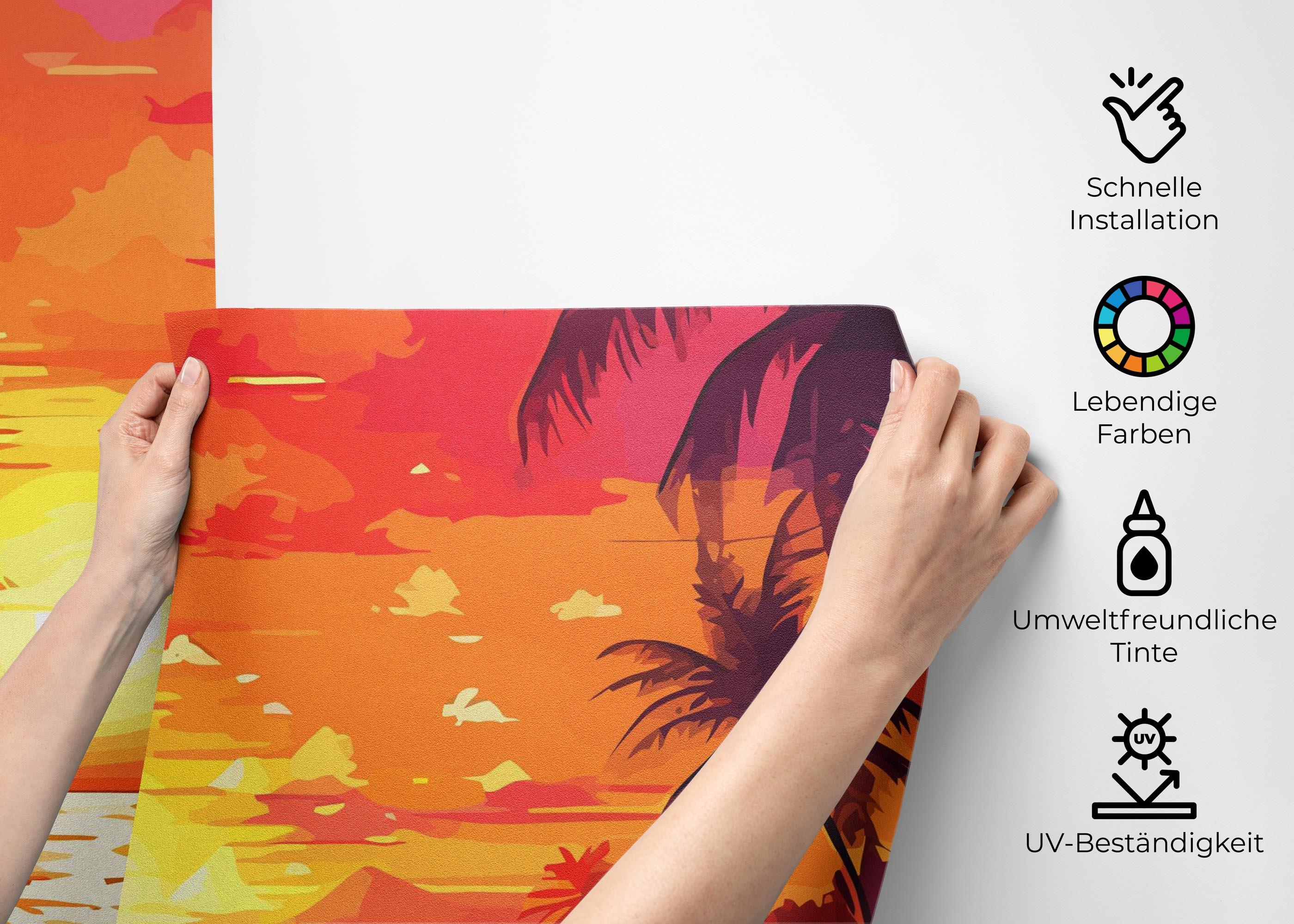 Fototapete Orange Light Beach mockup 2