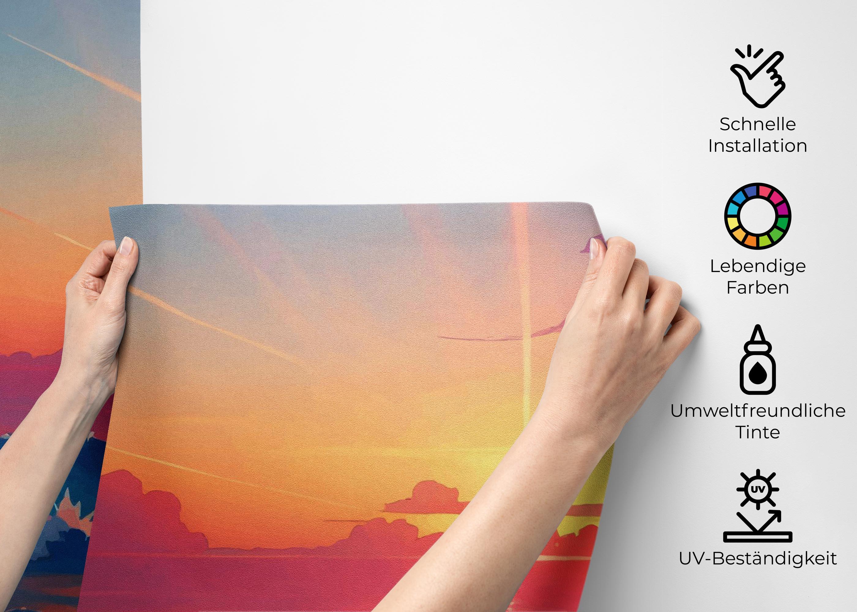 Fototapete Pink Sunset Ocean mockup 2