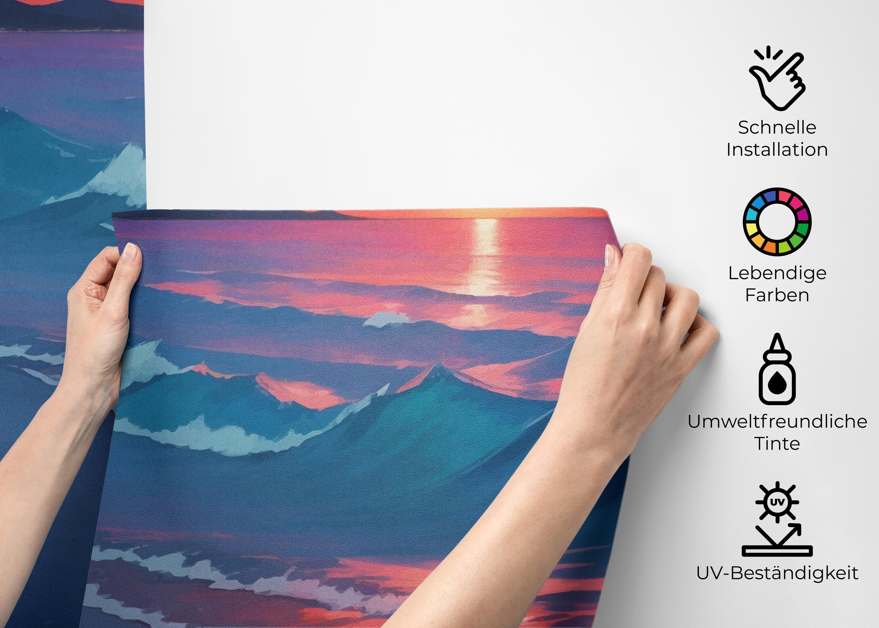 Fototapete Purple Light Beach mockup 2