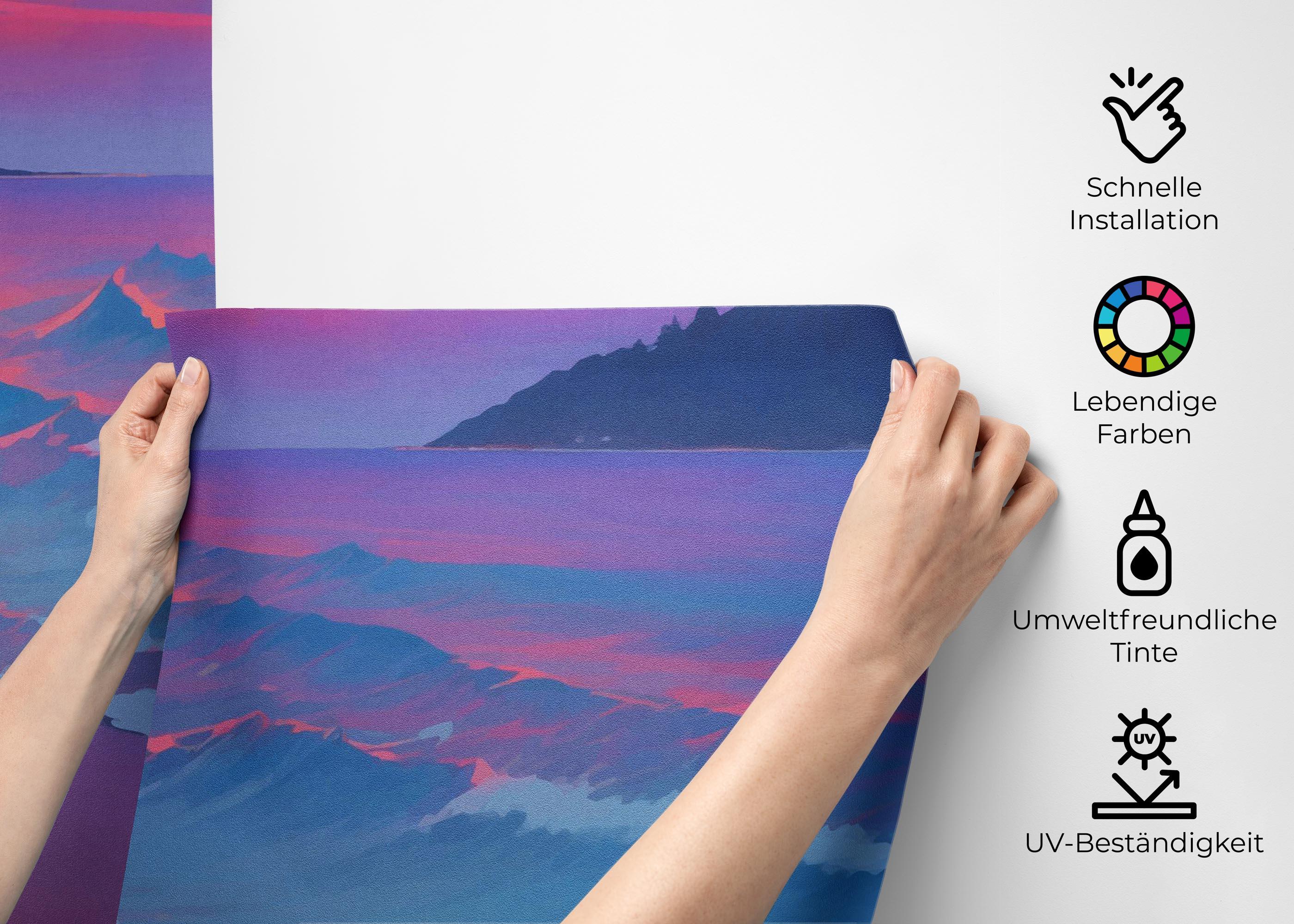 Fototapete Purple View Beach mockup 2