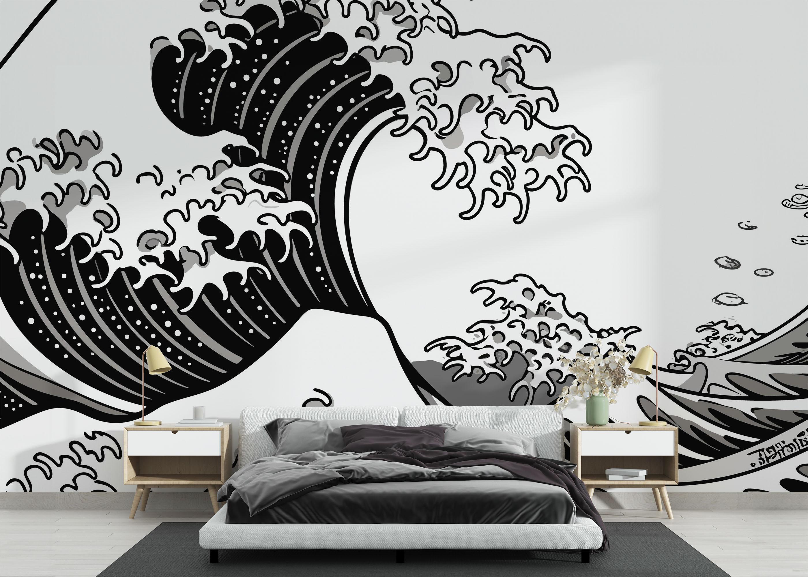 Fototapete Black Line Wave mockup 3