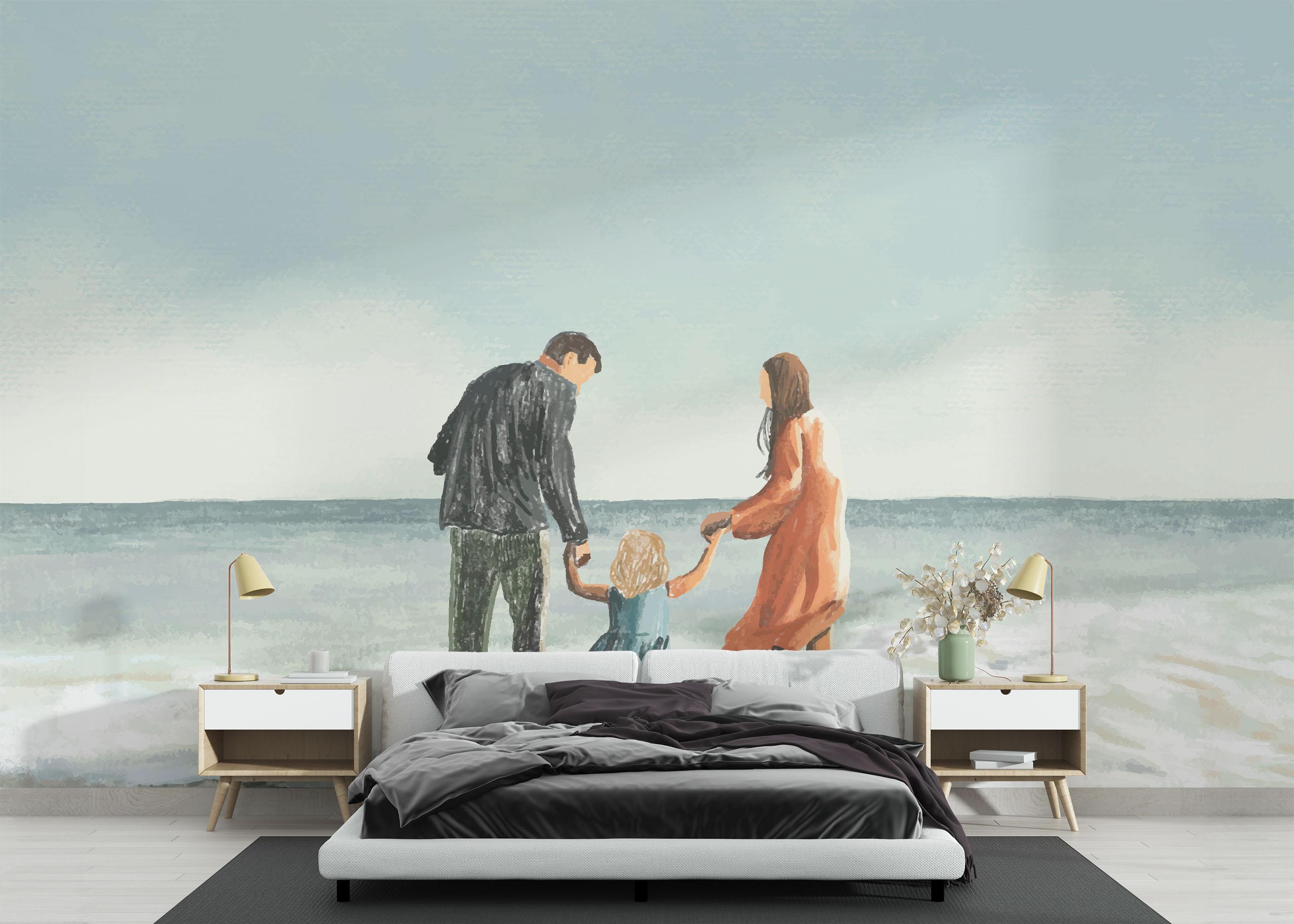 Fototapete Family Beach Art mockup 3