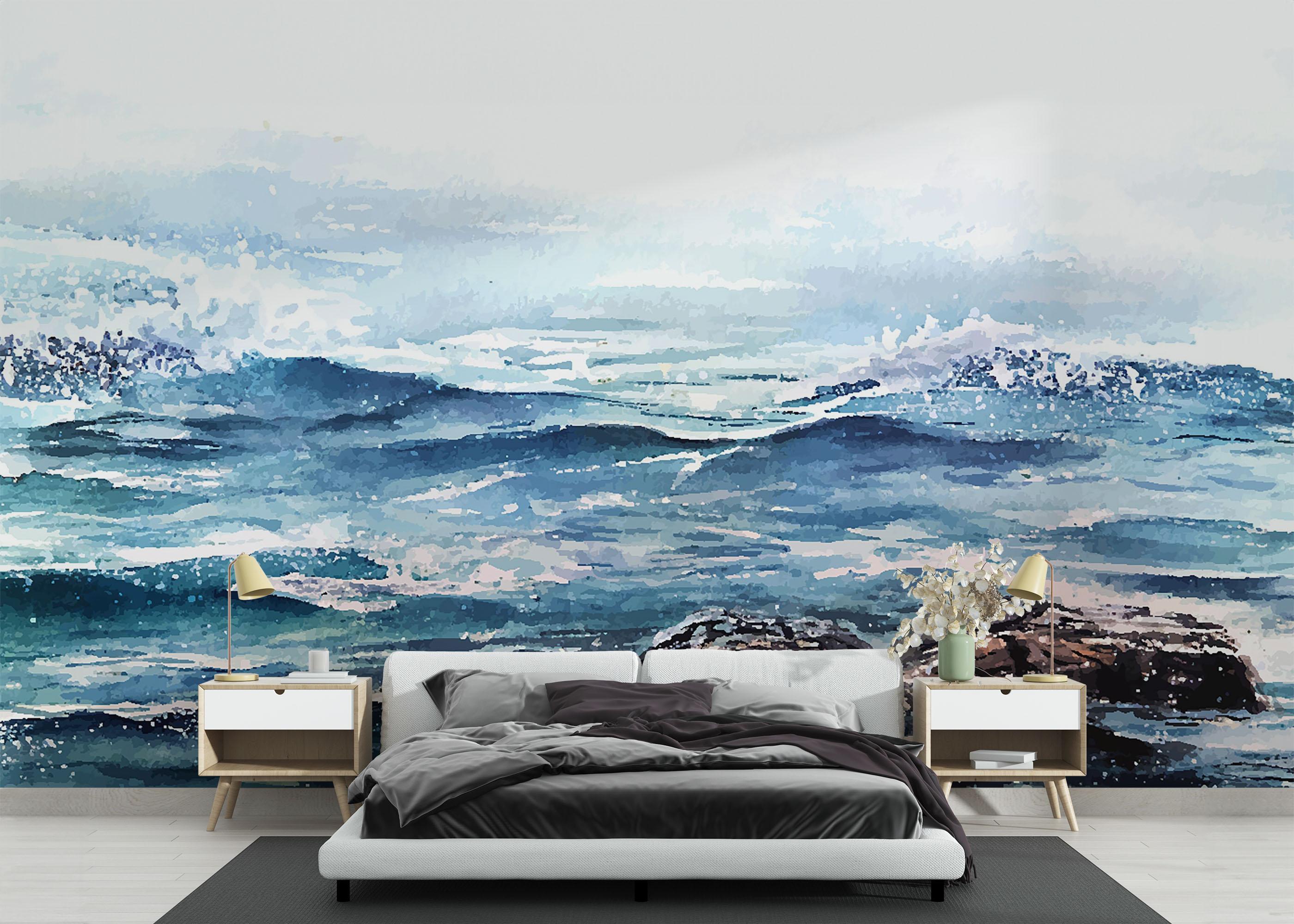 Fototapete Ocean Rock Wave mockup 3