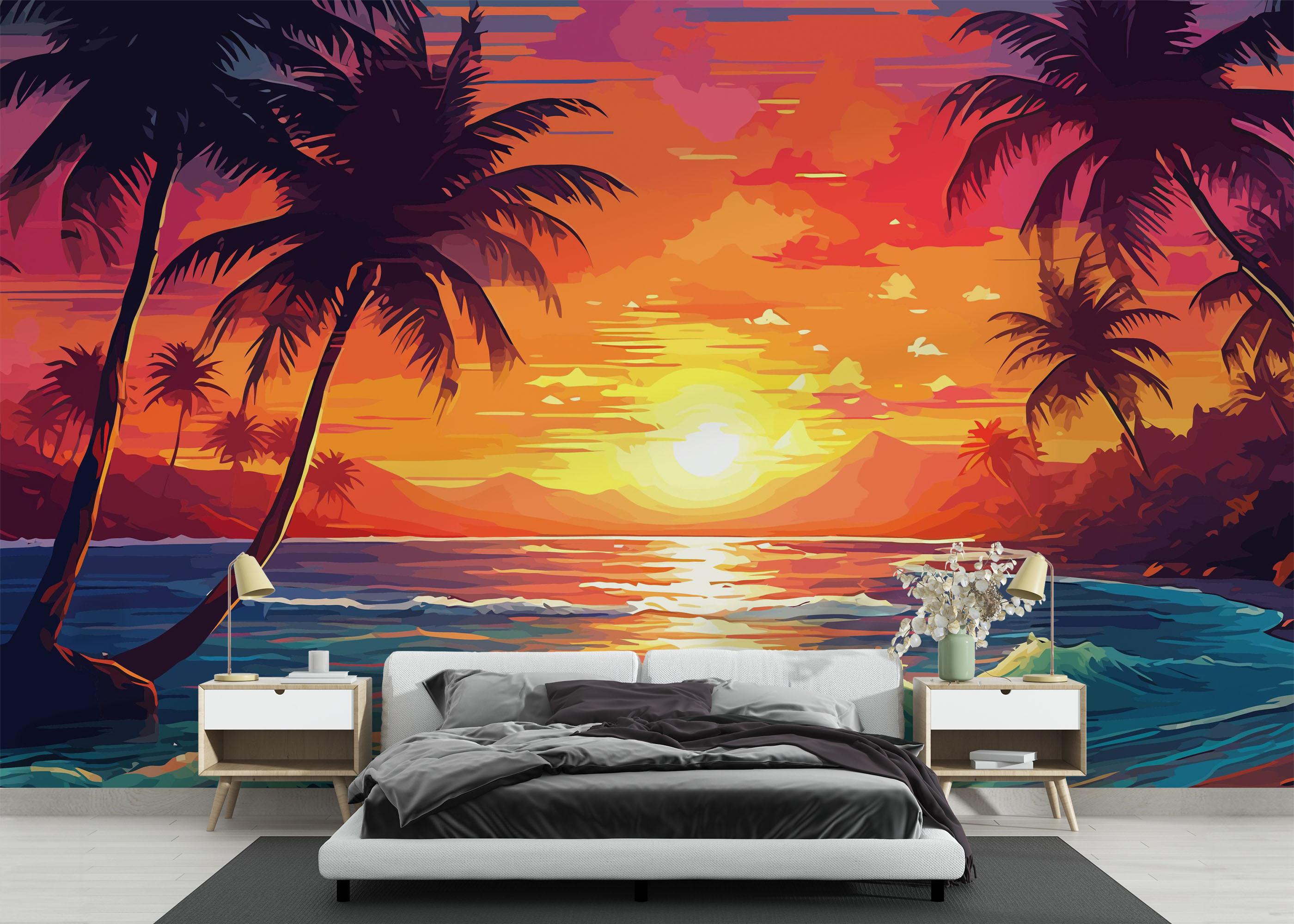 Fototapete Orange Light Beach mockup 3