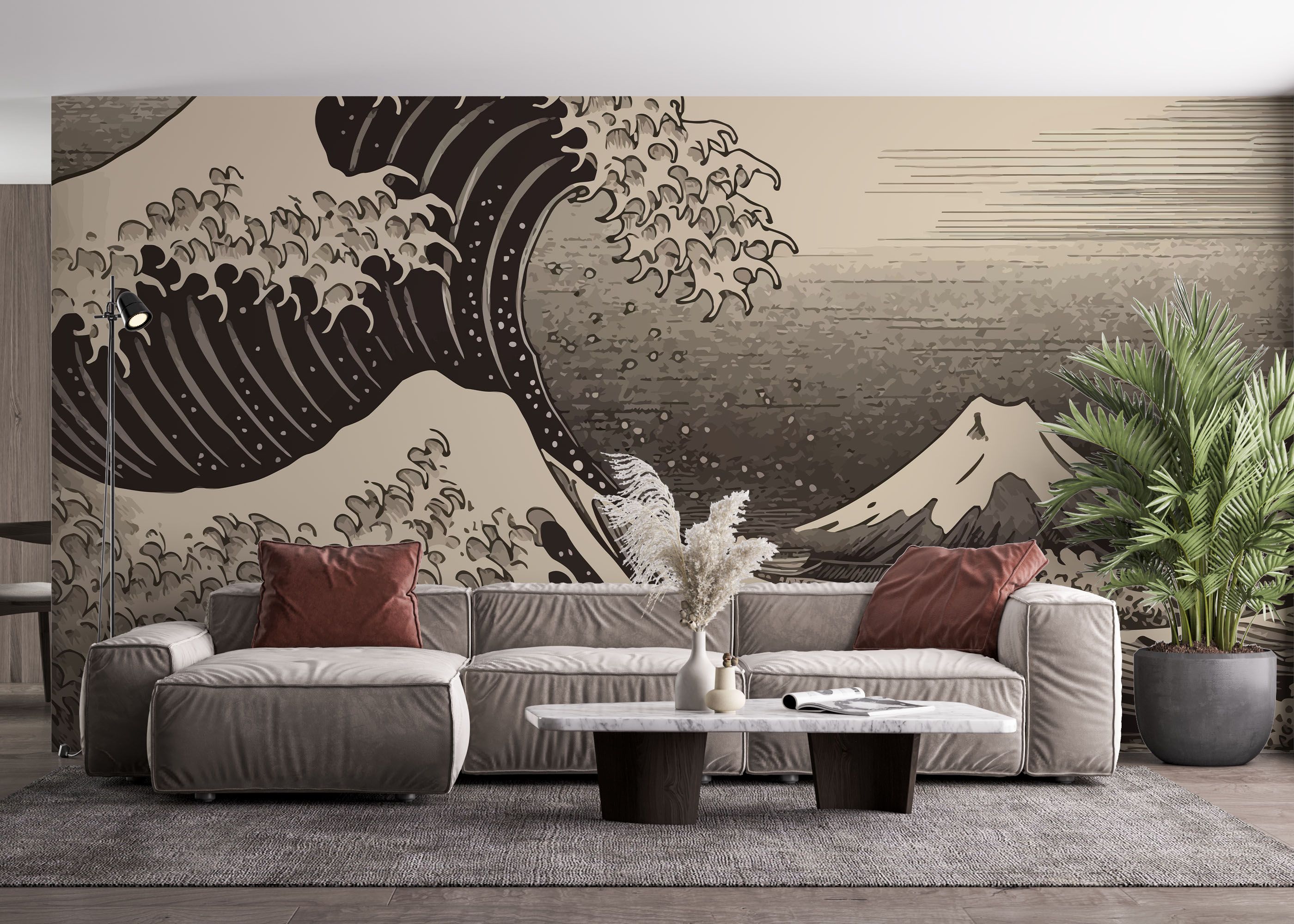 Cream Brown Wave mockup 4