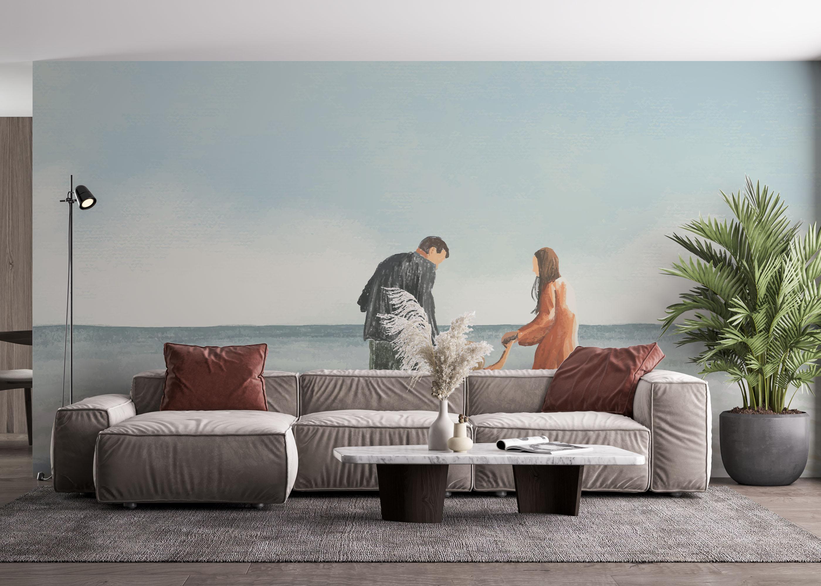 Fototapete Family Beach Art mockup 4