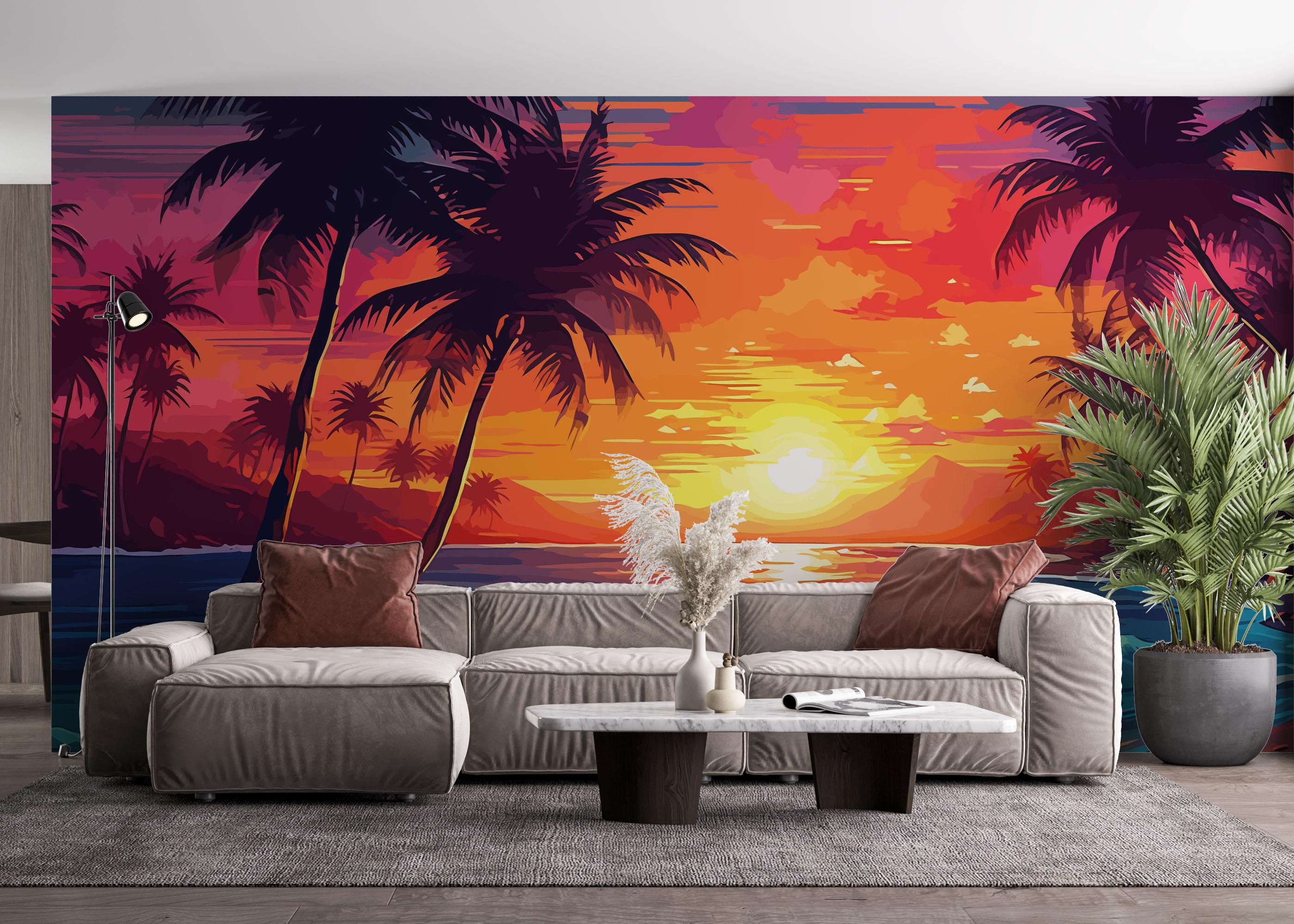 Fototapete Orange Light Beach mockup 4