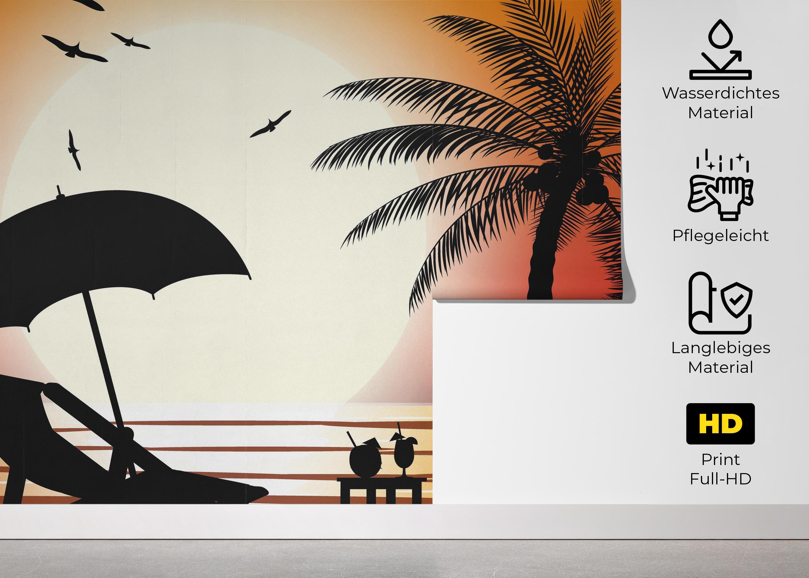 Fototapete Beach Chair Sunset mockup 5
