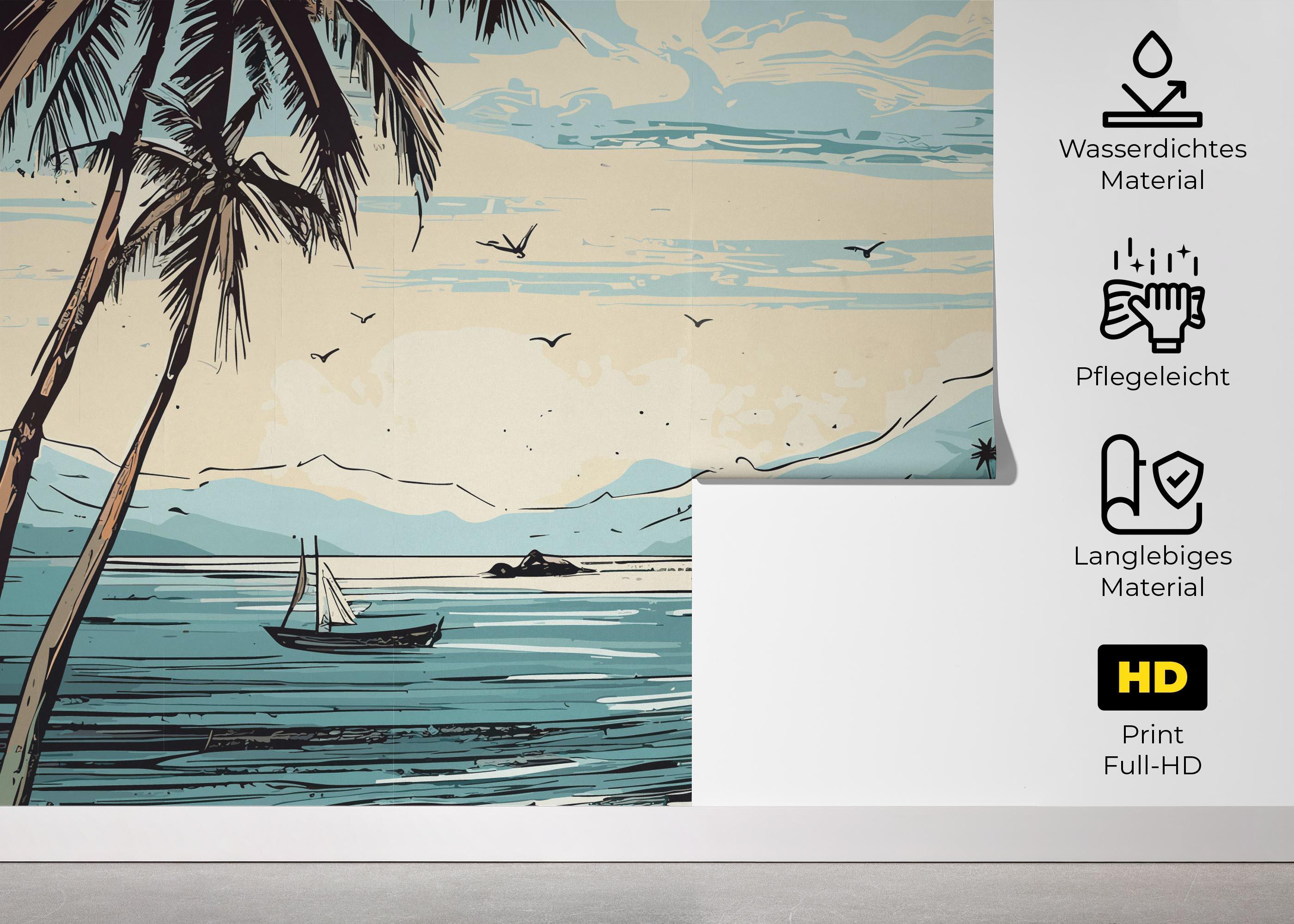 Fototapete Black Line Beach mockup 5
