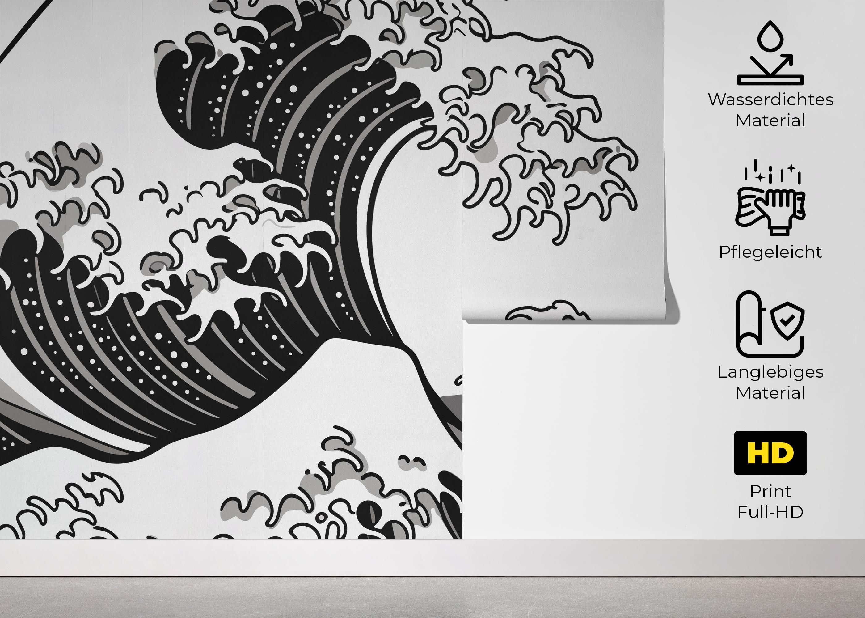 Fototapete Black Line Wave mockup 5