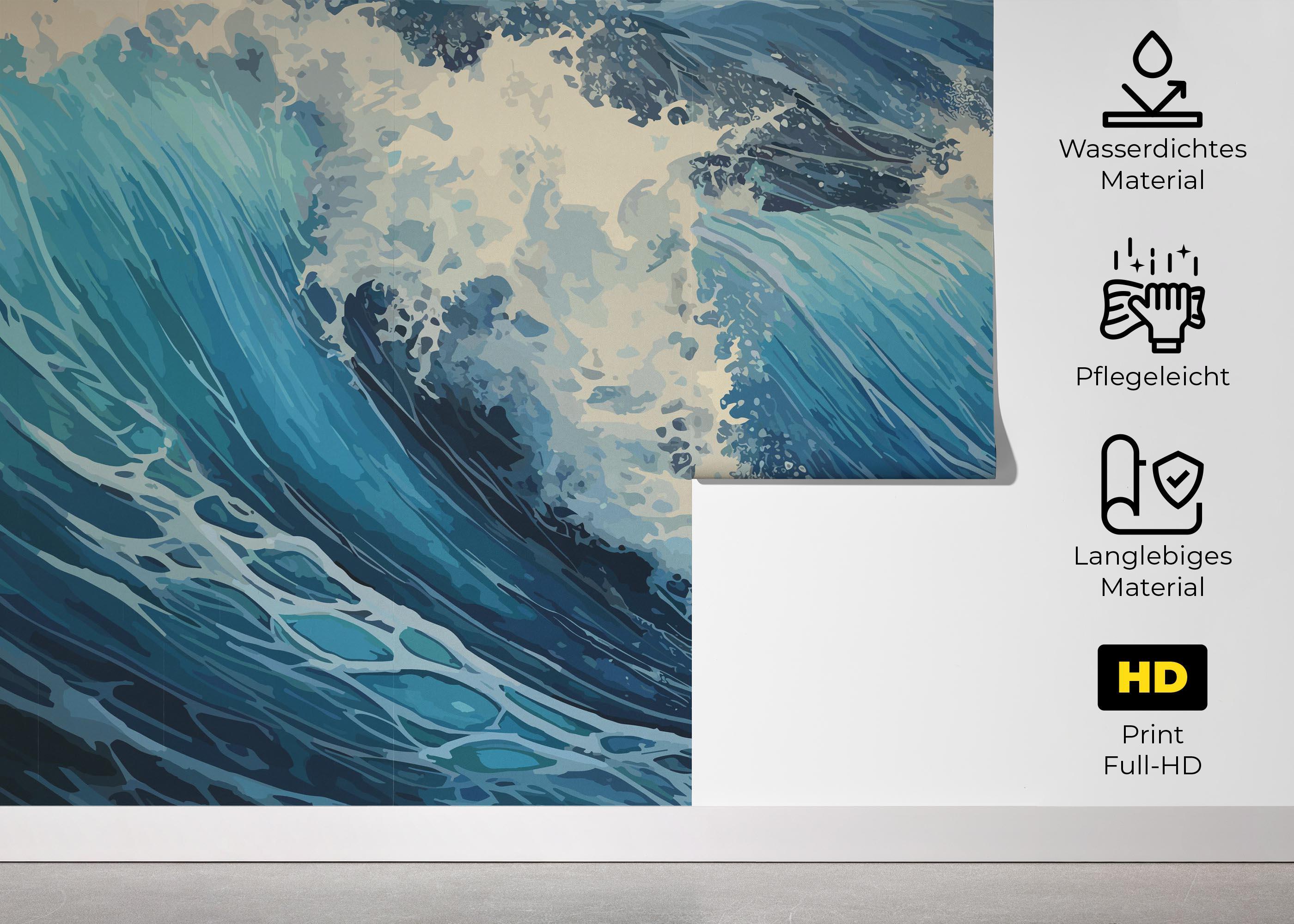 Fototapete Blue Art Wave mockup 5