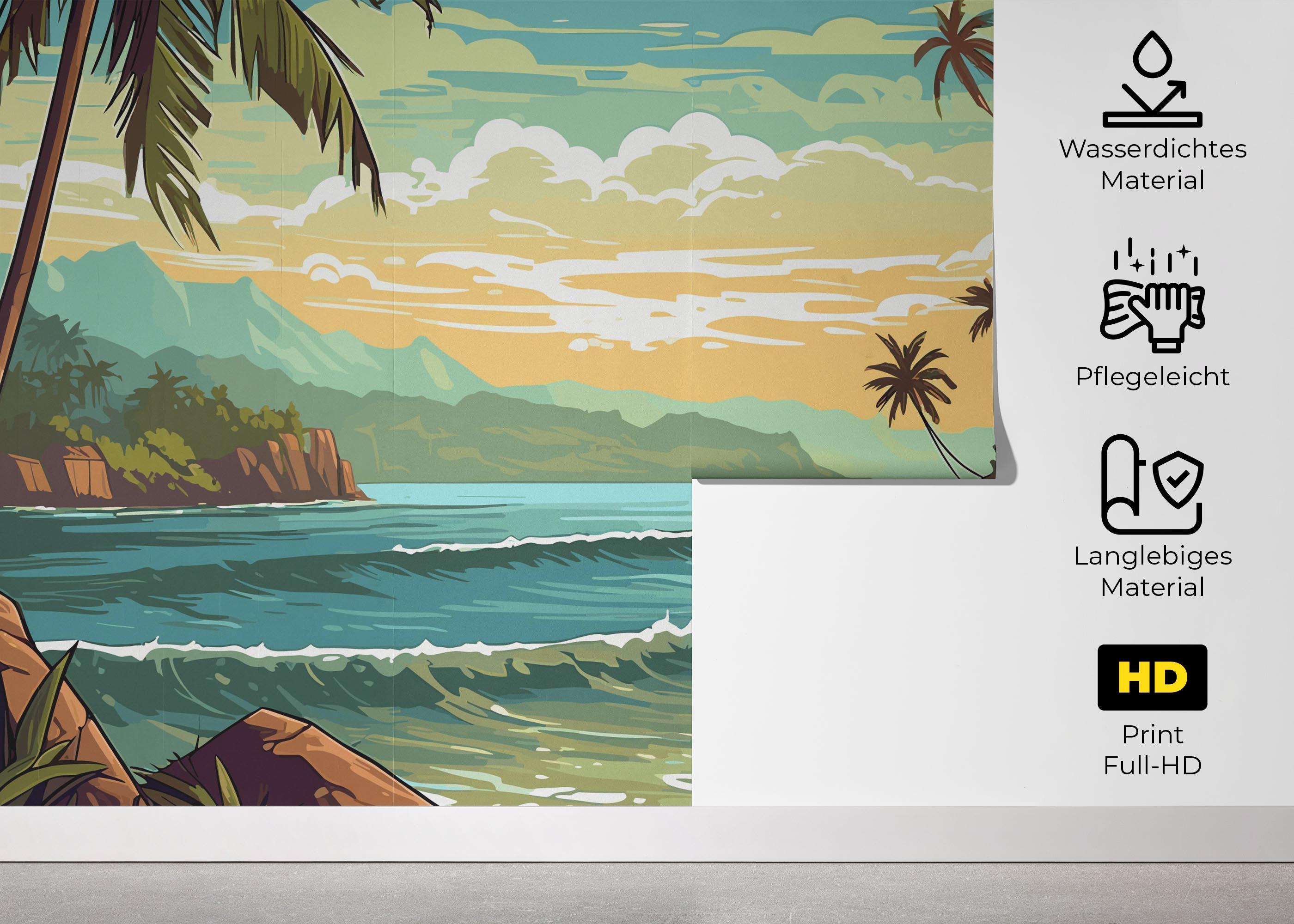 Fototapete Cartoon Beach Art mockup 5