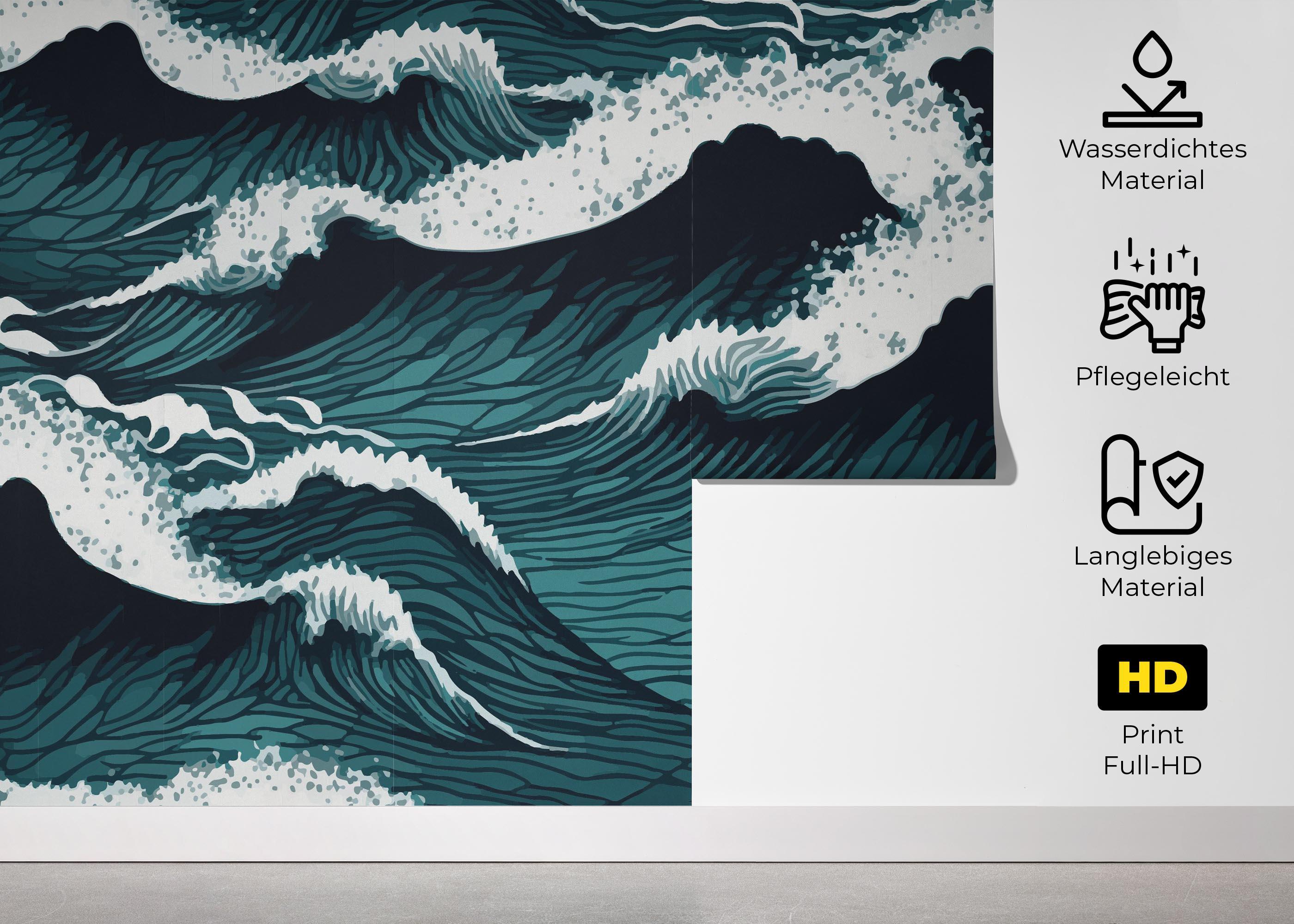 Fototapete Dark Green Wave mockup 5