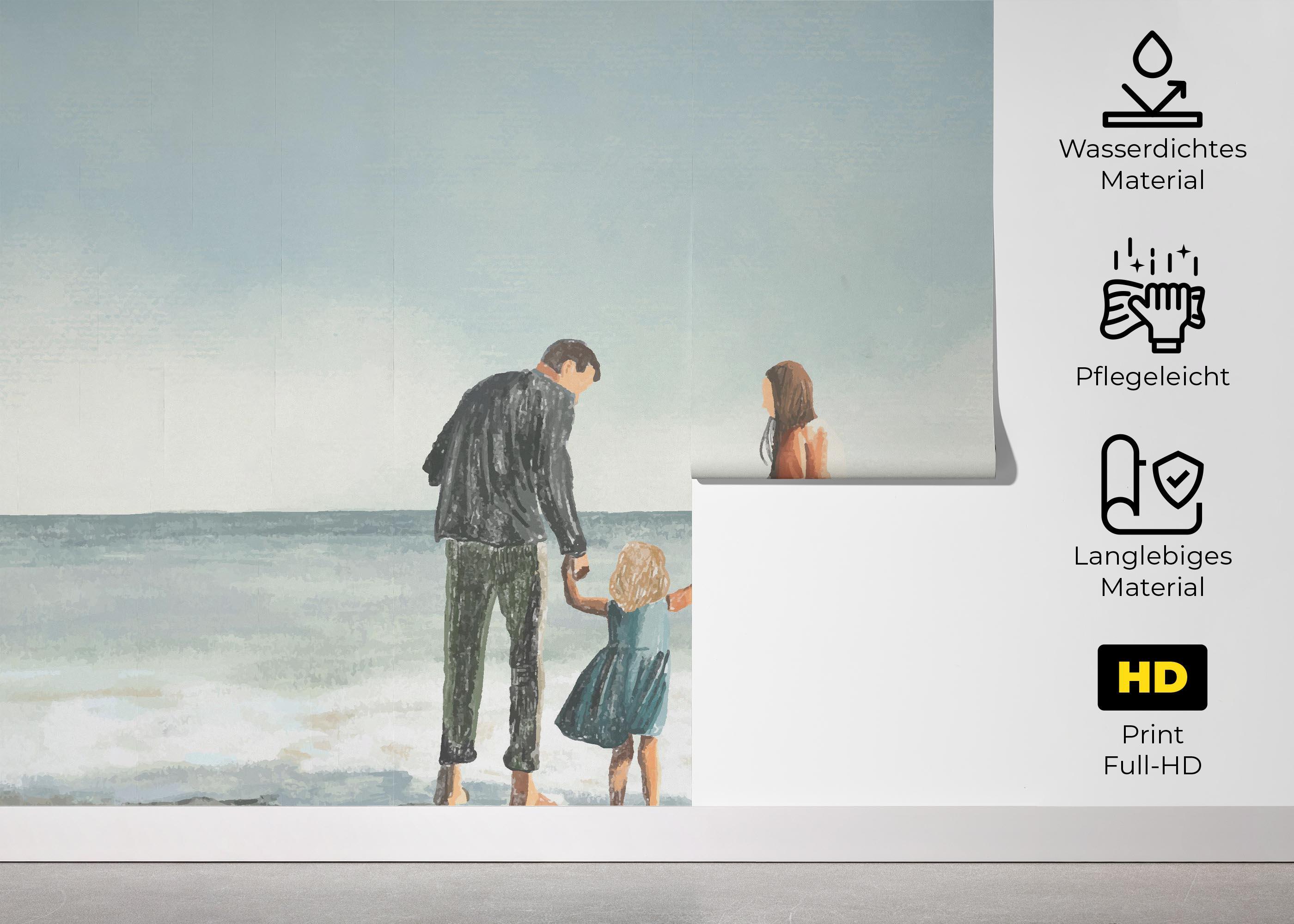 Fototapete Family Beach Art mockup 5